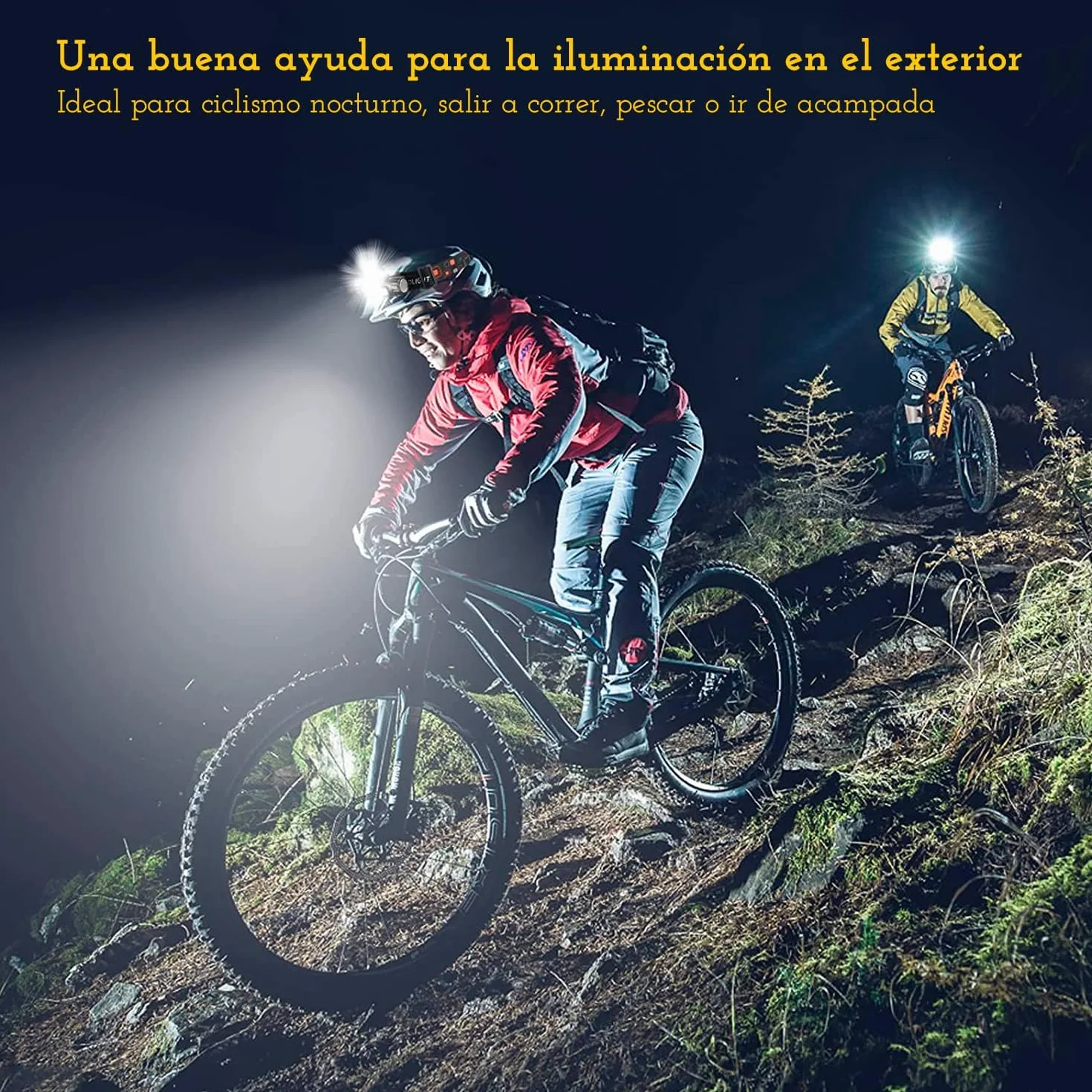 CREADY® Pack 2 Linterna Frontal LED Recargable, Luz Cabeza Alta Potencia Impermeable para Correr, Excursión Ciclismo
