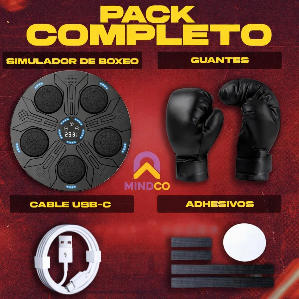 Simulador de Boxeo Inteligente con Bluetooth y Pantalla LED, 9 Modos de Entrenamiento, Luces RGB para Adultos y Niños