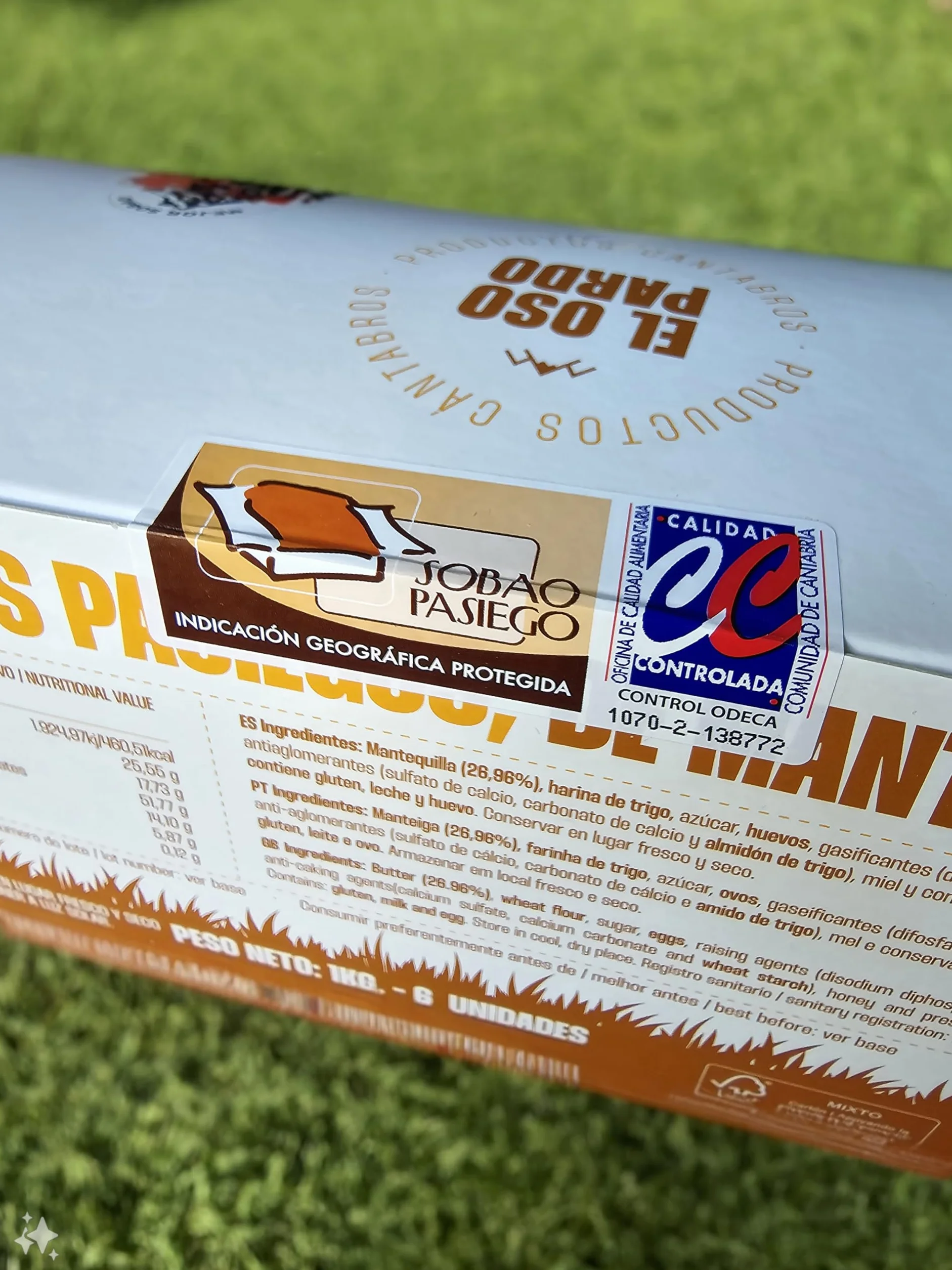 EL OSO PARDO Sobaos Pasiegos IGP - Receta Tradicional de Cantabria, Bizcocho de Mantequilla, 6 uds. Tamaño XL, Caja 1 kg