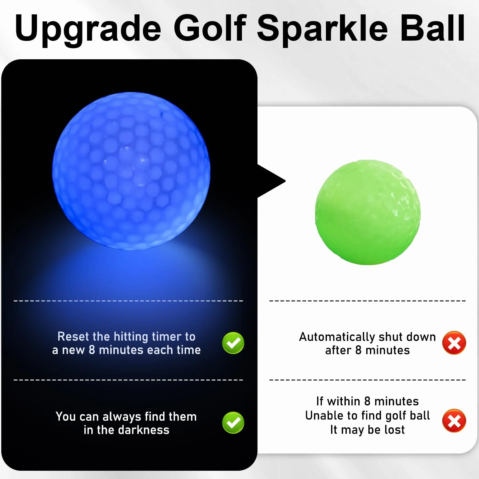Pelotas de Golf LED Luminosas Light Up Flashing Glowing para Entrenamiento Nocturno 6 Colores