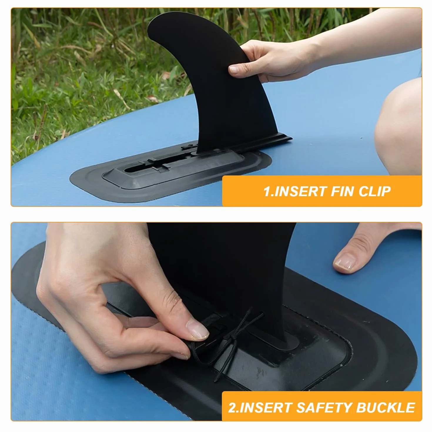 Clip de aleta universal para tabla de surf y paddle, adaptador inflable, liberación rápida, eje de remo ajustable (negro)