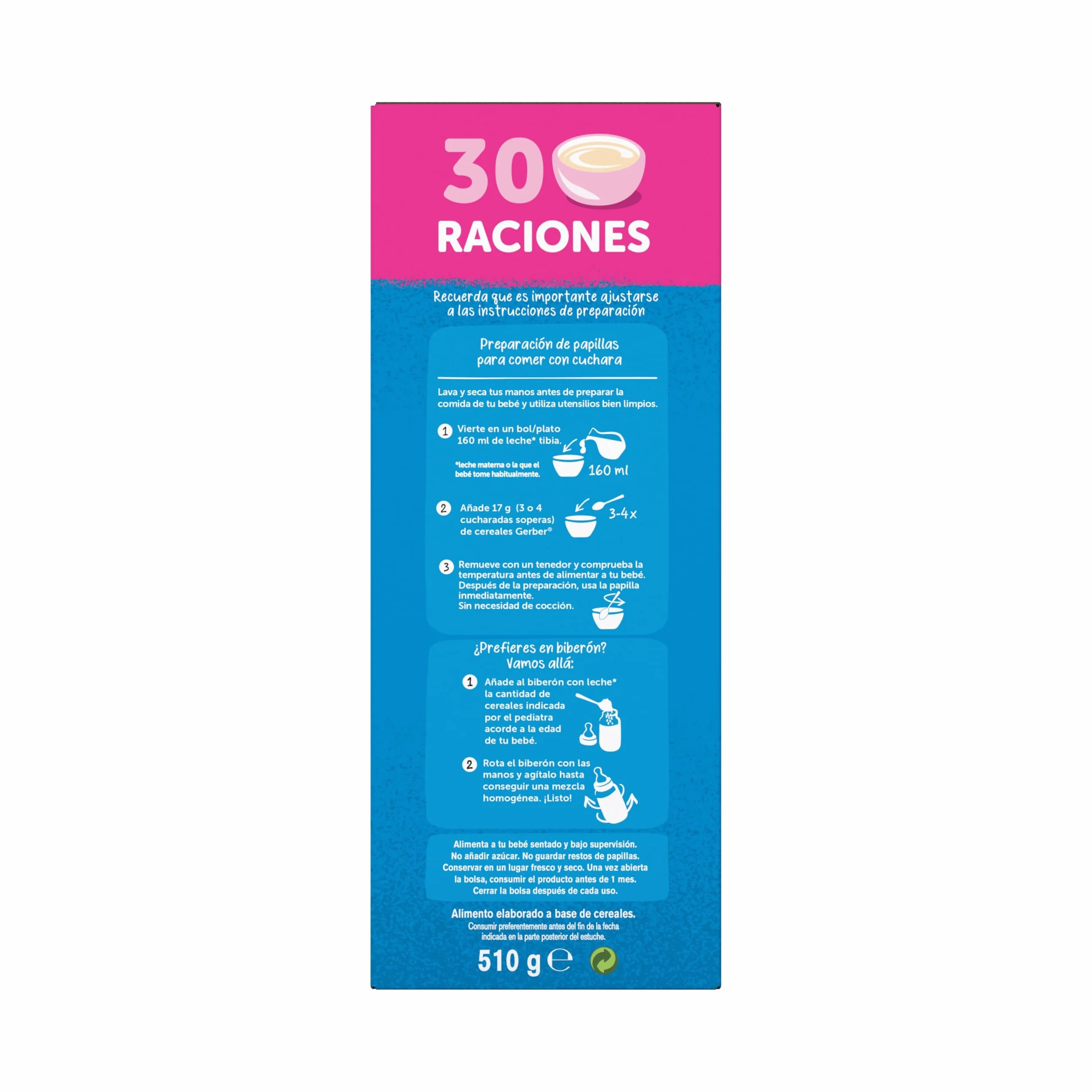 Gerber Papilla Multicereales 0% Azúcares Añadidos Ni Producidos, A Partir De Los 6 Meses, 510 G