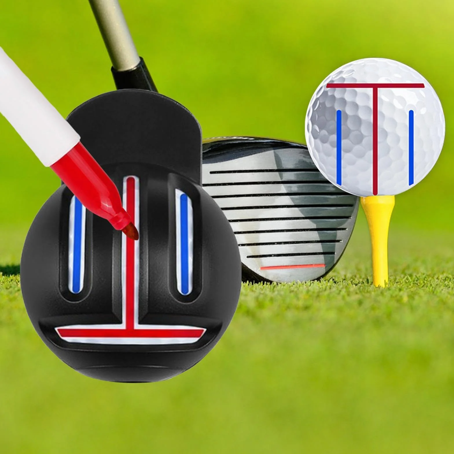 Golf Ball Alignment Tool Kit Line Drawing Marking Template