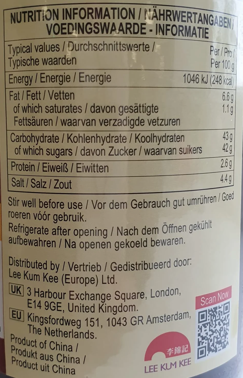 Lee Kum Kee Salsa para Pato Asado y Pato Peking Apto tambien para Pollo Asados 383g