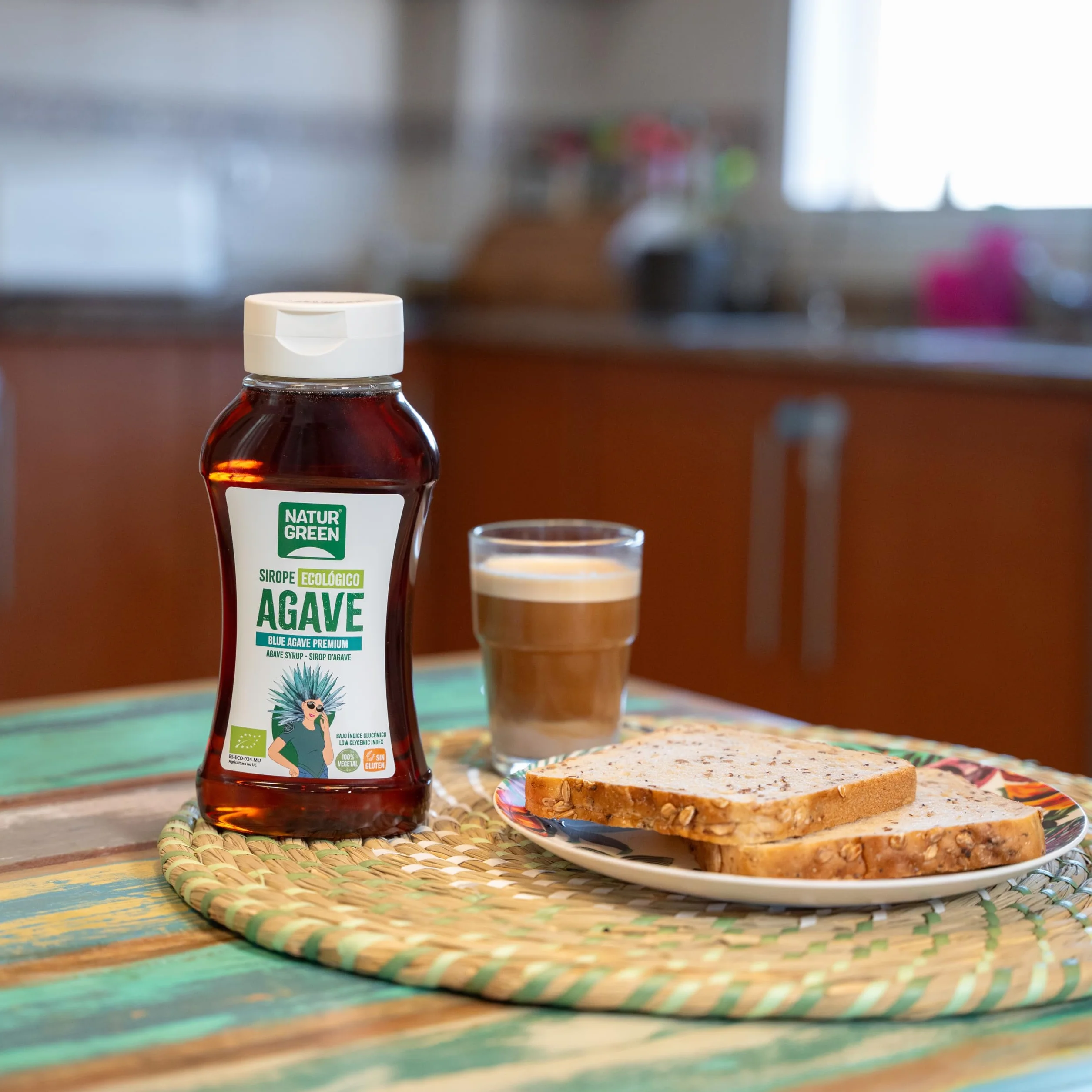 NaturGreen - Sirope Agave Bio, Endulzante Ecológico, Bajo Índice Glucémico, Apto para Ser Consumido Directamente - 500ml/690g