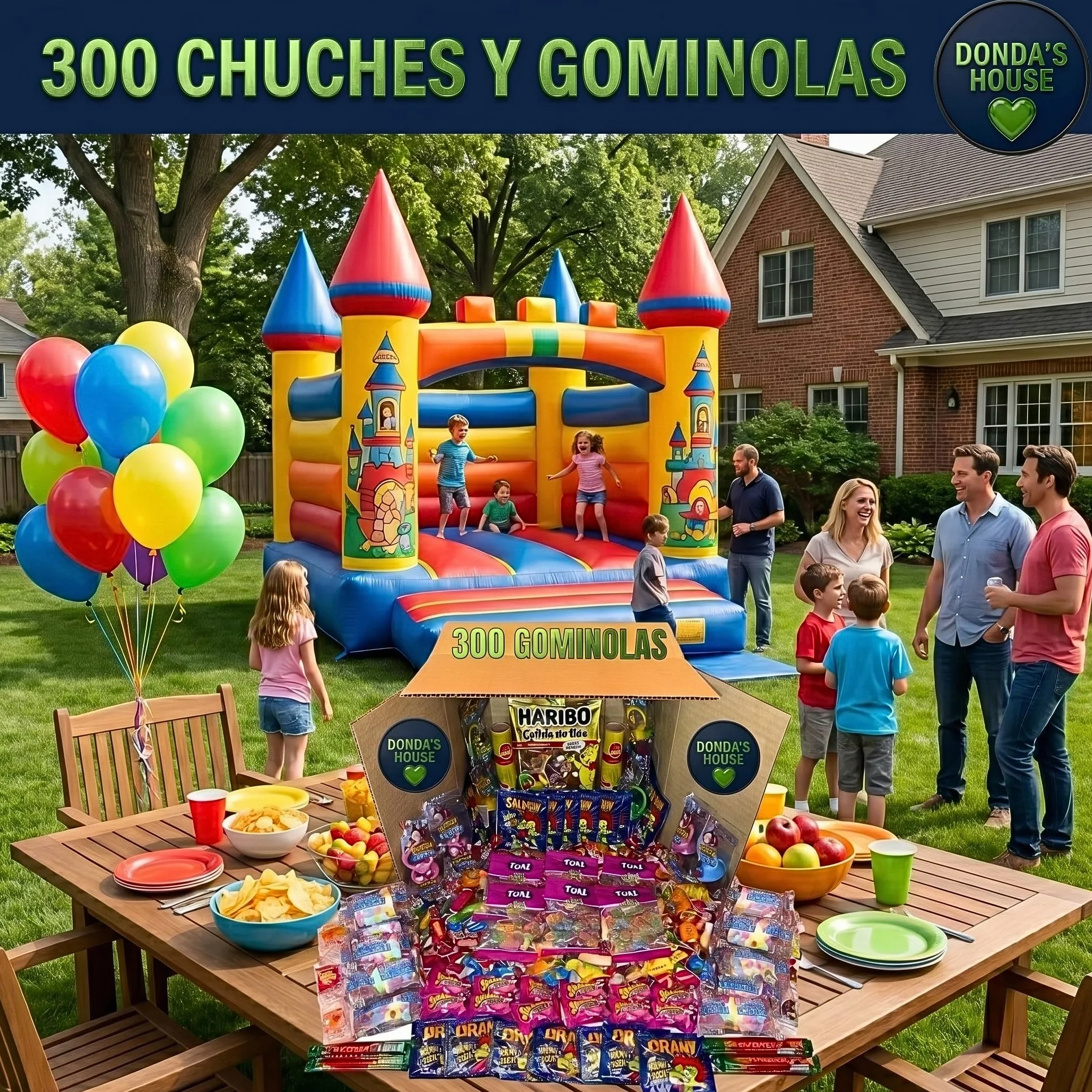 Donda's House® Caja de chuches 300 Ud. Caramelos y Golosinas. Gominolas Para Cumpleaños, Chuches para Piñatas, Todo el surtido envuelto individualmente. (Grande 300)