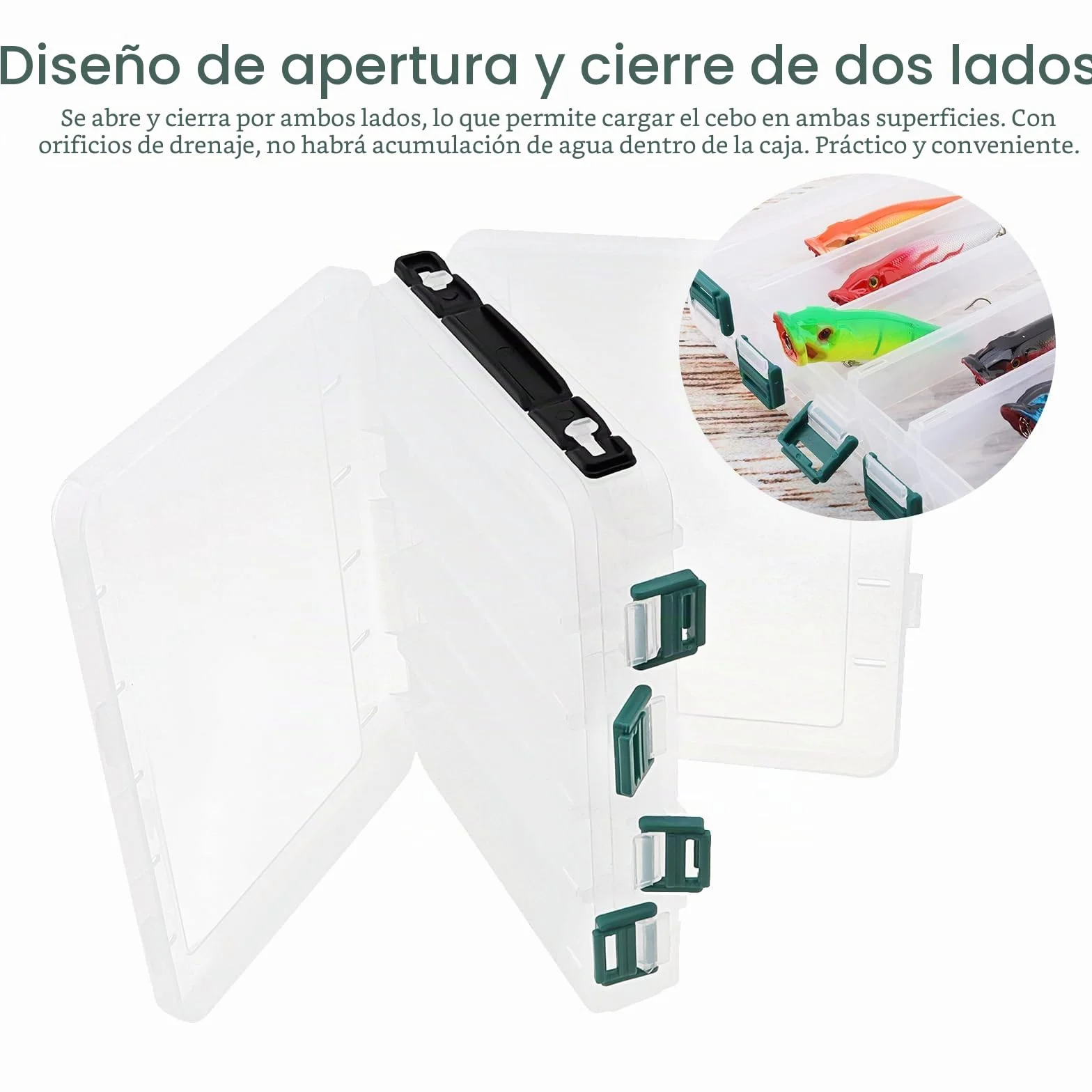 Caja de almacenamiento de aparejos de pesca transparente de plástico 10 rejillas 20 x 16 x 5 cm