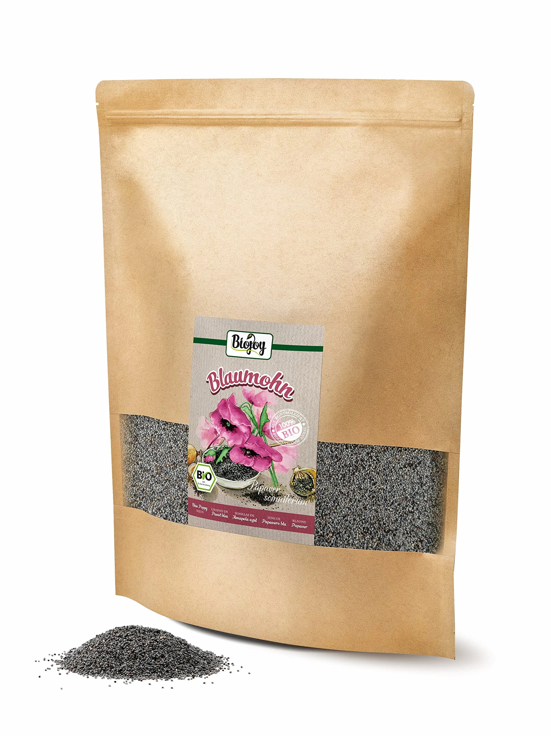 Biojoy Semillas de Amapola Azul Ecológicas (2 kg), crudas y enteras, sin aditivos