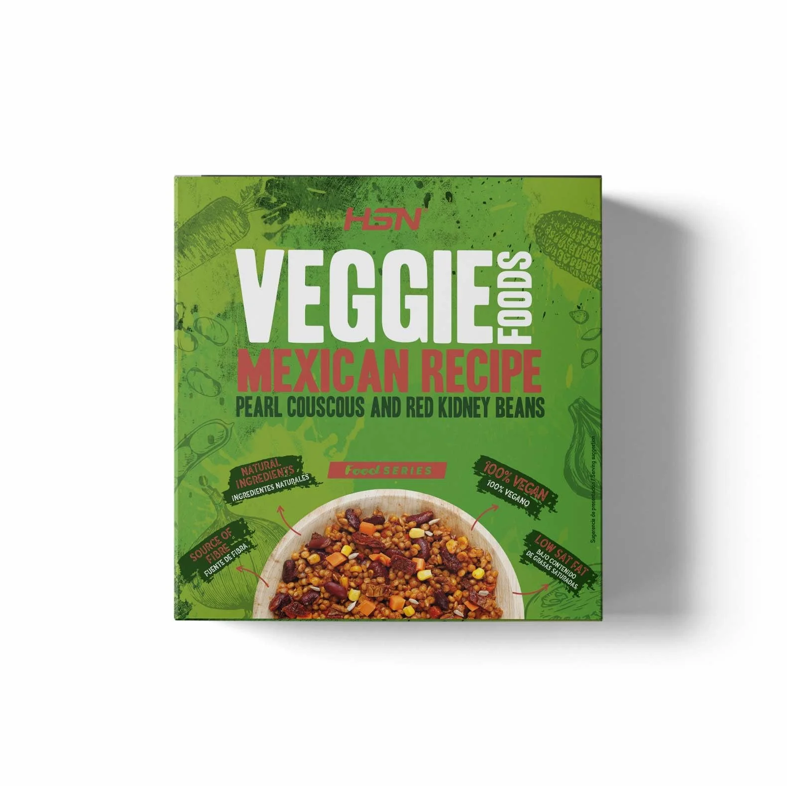 Plato Preparado Vegano Cuscús Perla y Frijoles Estilo Mexicano de HSN | 280 gramos | Listo para Calentar y Tomar | Alto en Proteínas, Bajo en calorías | Comida Sana y Rica