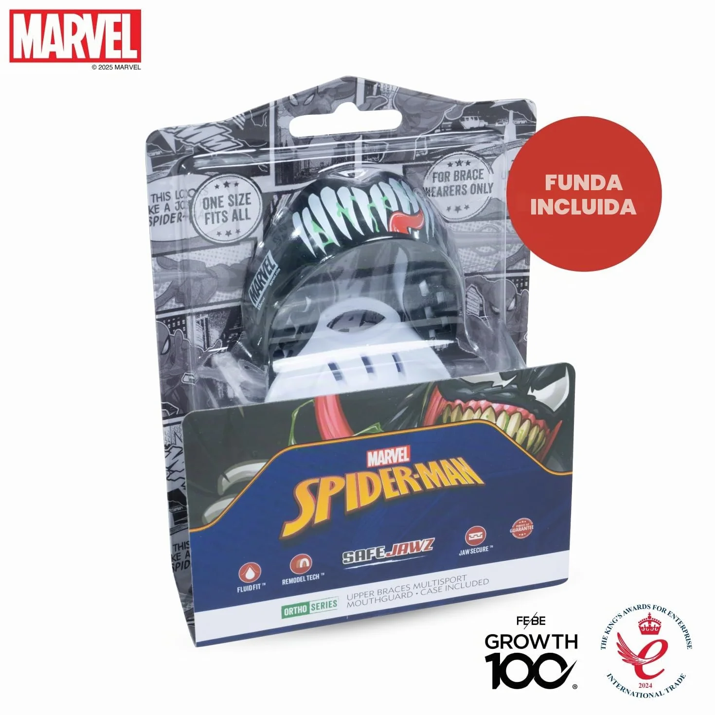 Marvel Venom Protector Bucal Deportivo para Aparatos Ortopédicos, Talla Única para Boxeo, MMA, Rugby