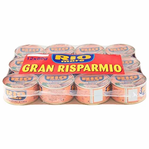 Rio Mare: Juego de 12 latas de atún en aceite de oliva, atún de aleta amarilla, paquete de 12, 80 g (2.82 oz) cada una de 960 g (33.86 oz) en total