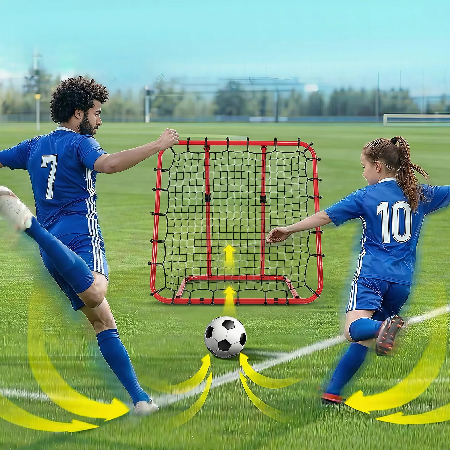 LARMNEE Reboteador de Fútbol con Ángulo Ajustable 0°-75°, Red de PE, Entrenamiento Portátil