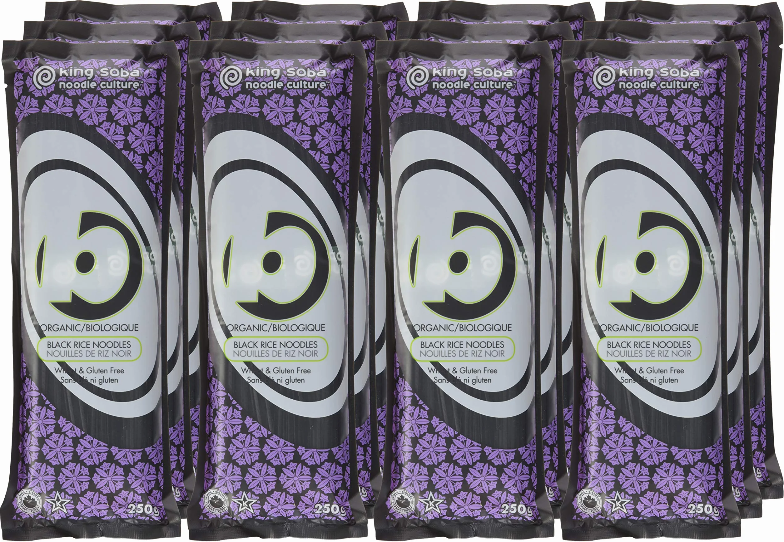 King Soba - Fideos de Arroz Negro - 100% Orgánicos - Fideos Instantáneos - Ricos en Minerales y Vitaminas - Sabor a Nuez - Sin Trigo y Sin Gluten - Aptos para Veganos - 250 g