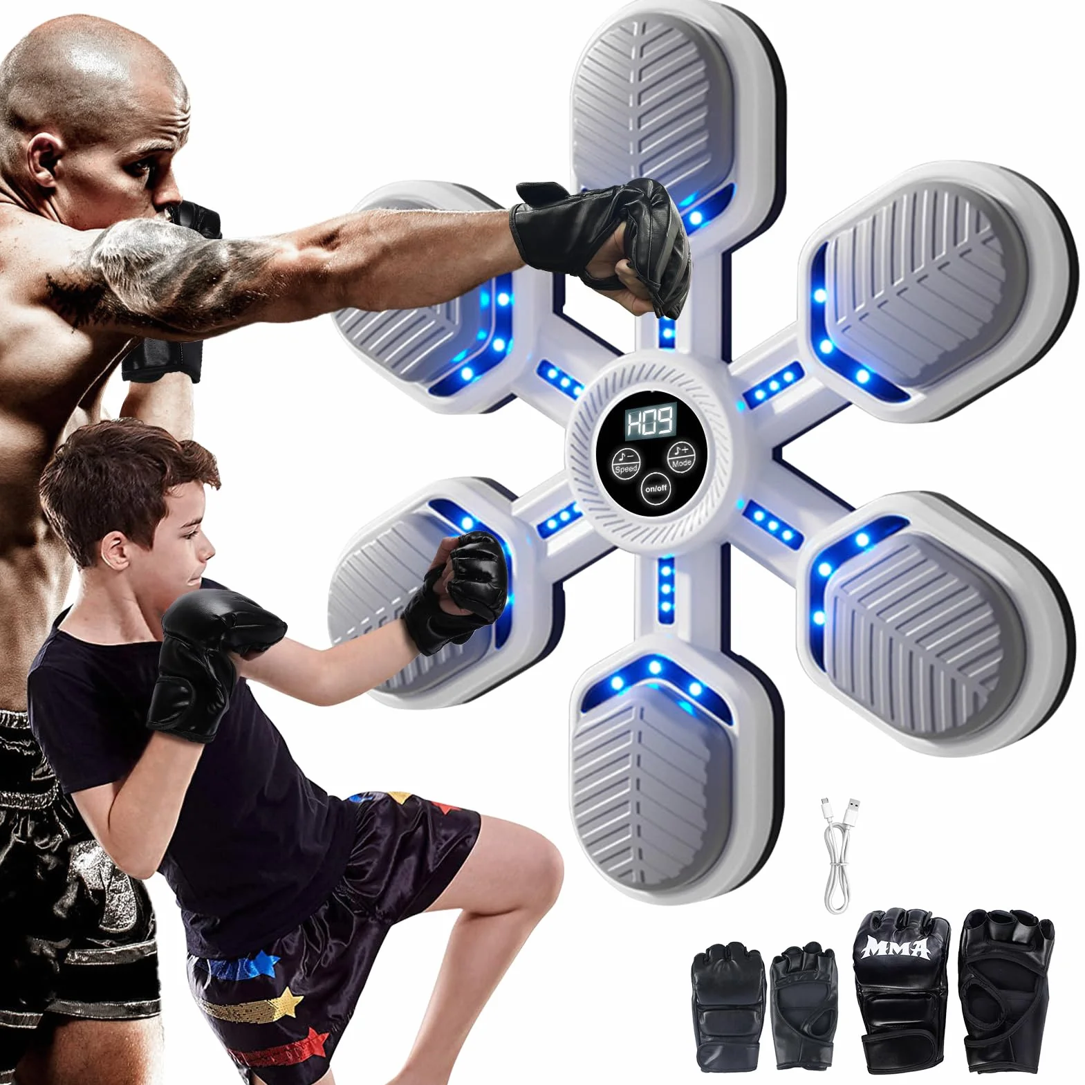 Máquina de Boxeo Bluetooth con Música, 11 Velocidades Ajustables y Guantes