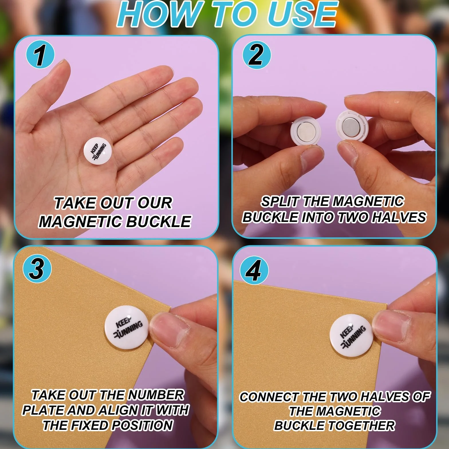 Clips Magnéticos para Dorsales Carrera Tinoaly 4 Pares Imanes Fijación Corredores