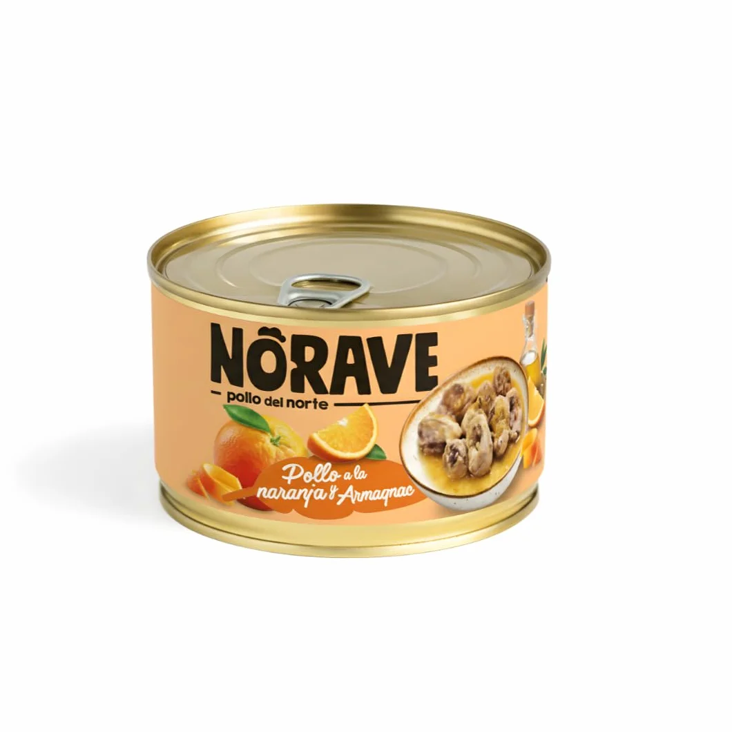 Norave Pollo a la Naranja y Armagnac – Pack 7x400 gramos | Receta Tradicional Gourmet | Pollo en Conserva | Ideal para Servir al Instante