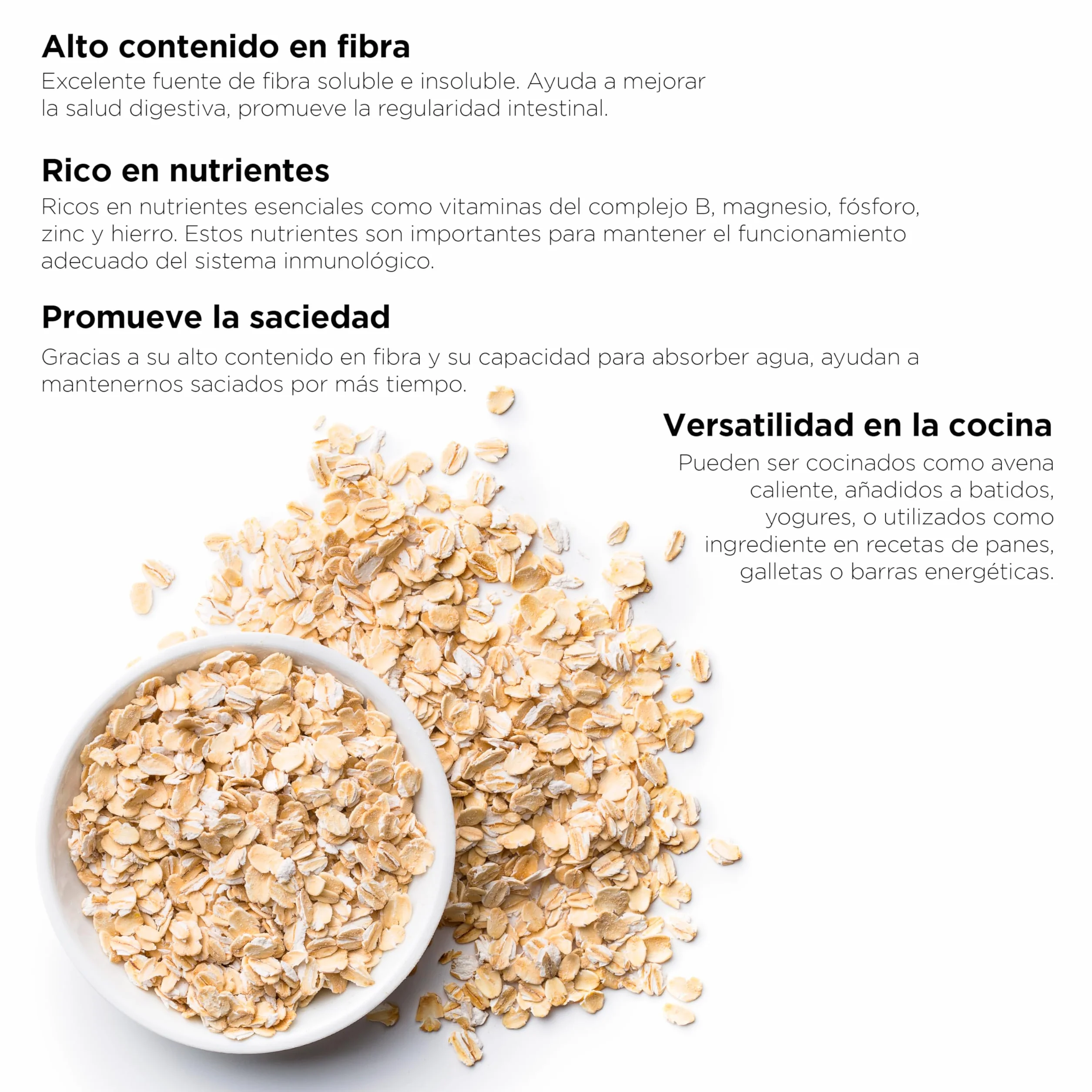 Drasanvi SPORT LIVE Copos de Avena Gruesos Integrales BIO | Fuente natural de proteínas y Vitaminas del grupo B y E | Alto contenido en Fibra | 1kg