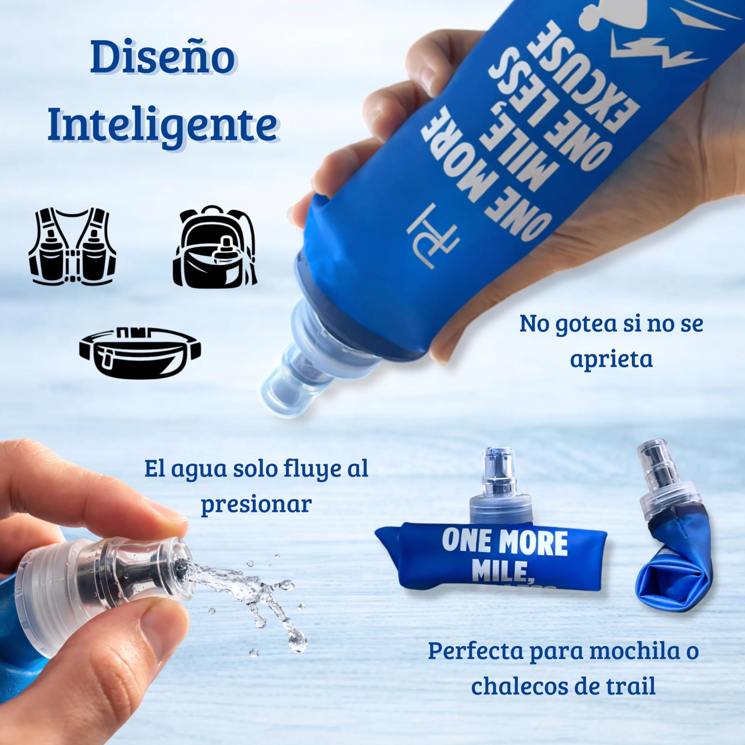 Ph Pro Heat Soft Flask 2 Botellas Plegables de Agua para Running 500ml Flexible Accesorio Senderismo Trail Running