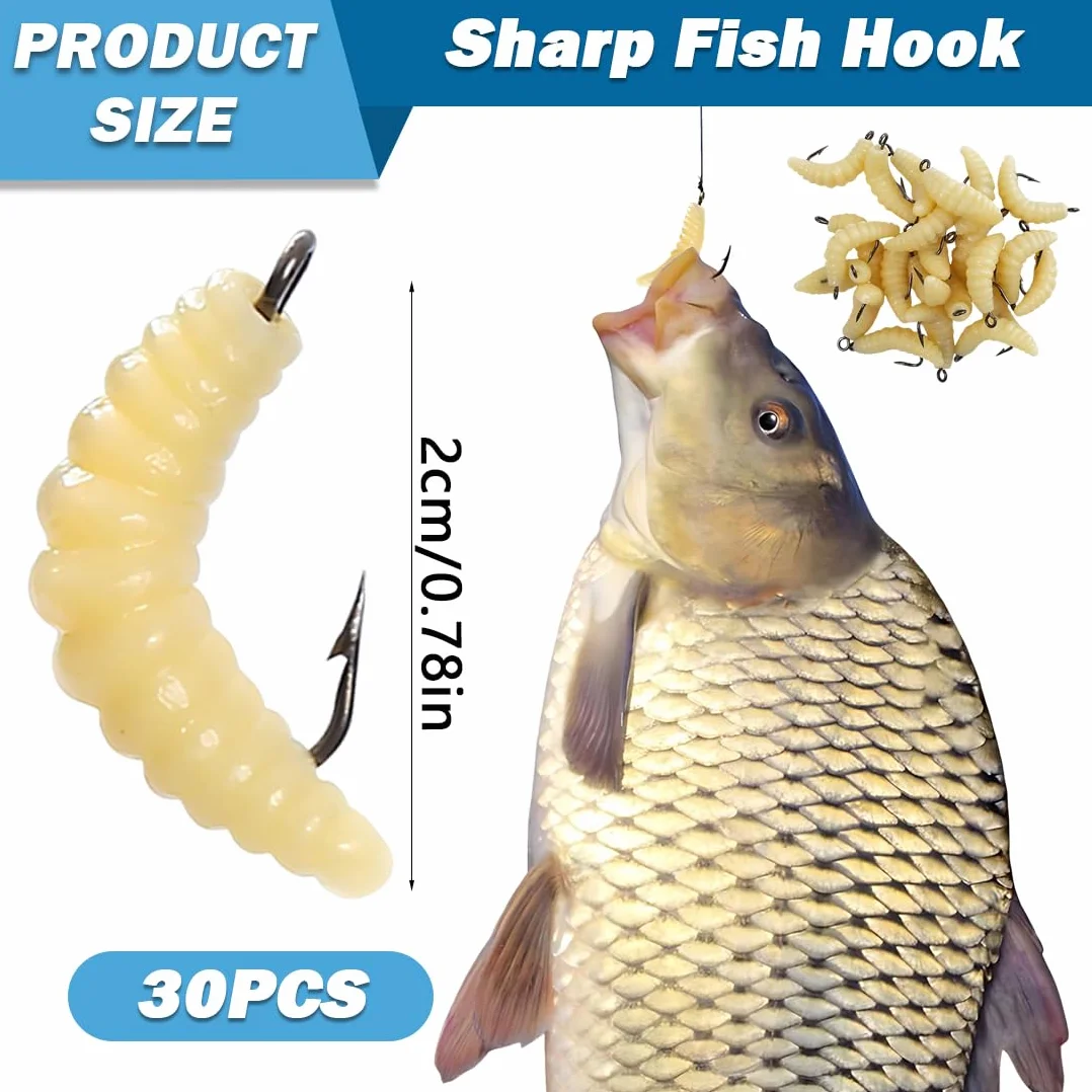 Gusanos De Silicona Suave Con Anzuelo De Pesca, Cebo 50 sztuk