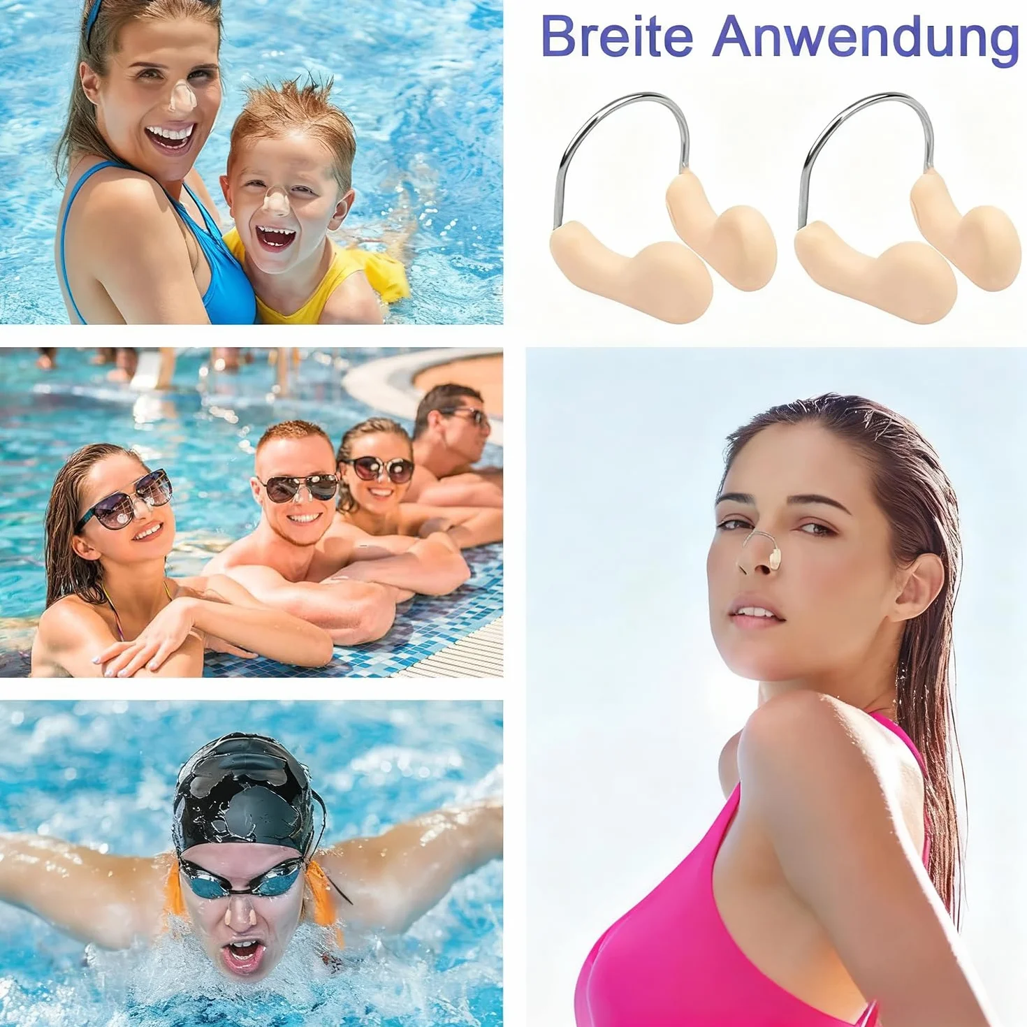 WUBAYI 6 Clips de Nariz para Natación, Pinzas de Silicona Suave Impermeable para Adultos y Niños