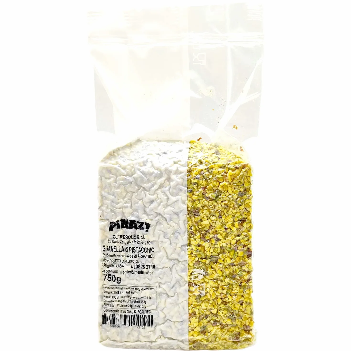 Oltresole, Pistachos Crudos Naturales 750 g, Pistachos molidos sin sal, Ideales para decorar dulces y platos salados, Frutos secos picados seleccionados envasados al vacío