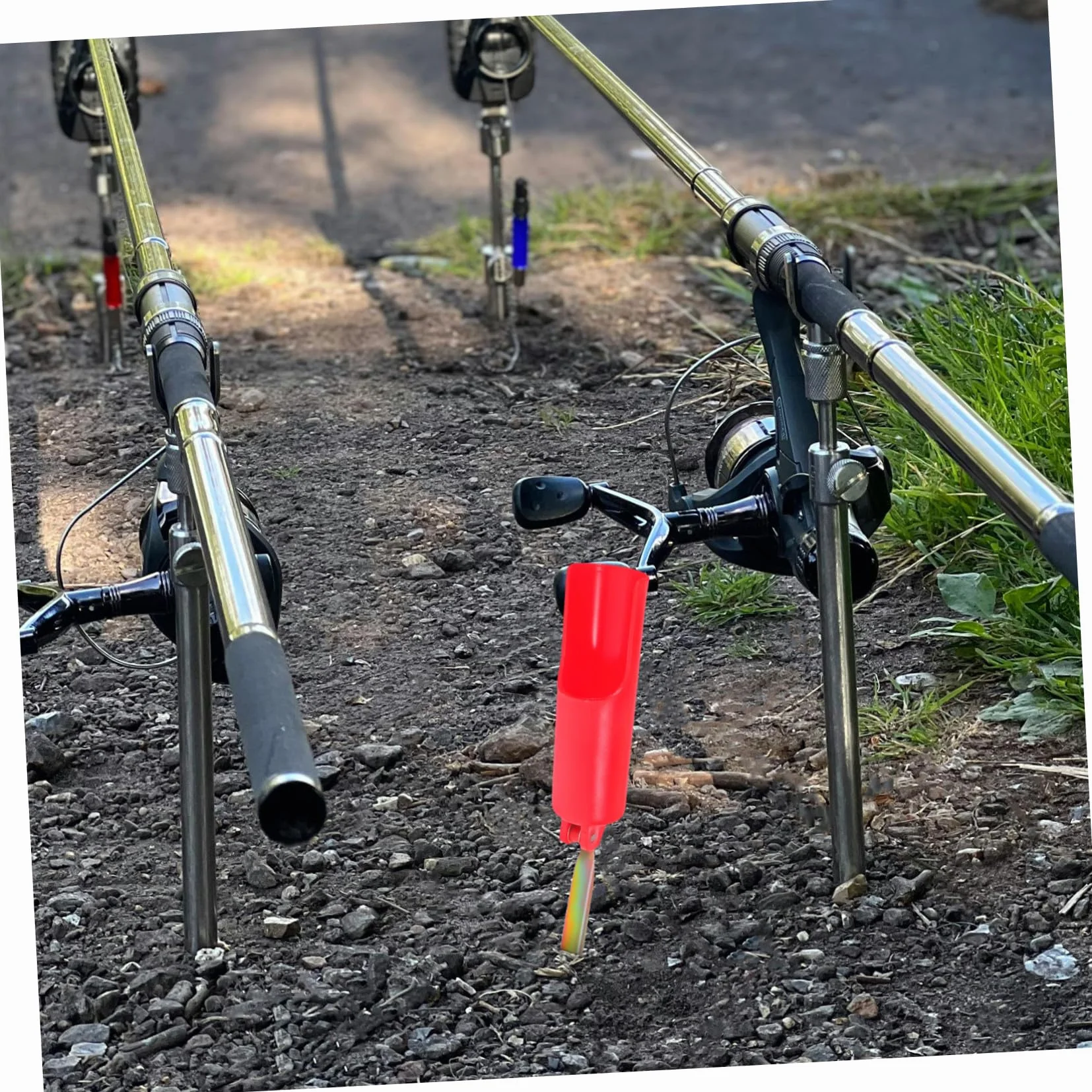 Plegables para Caña de Pescar de 32 cm Plástico Metal, Compacto Pesca Hielo Orilla, Rojo