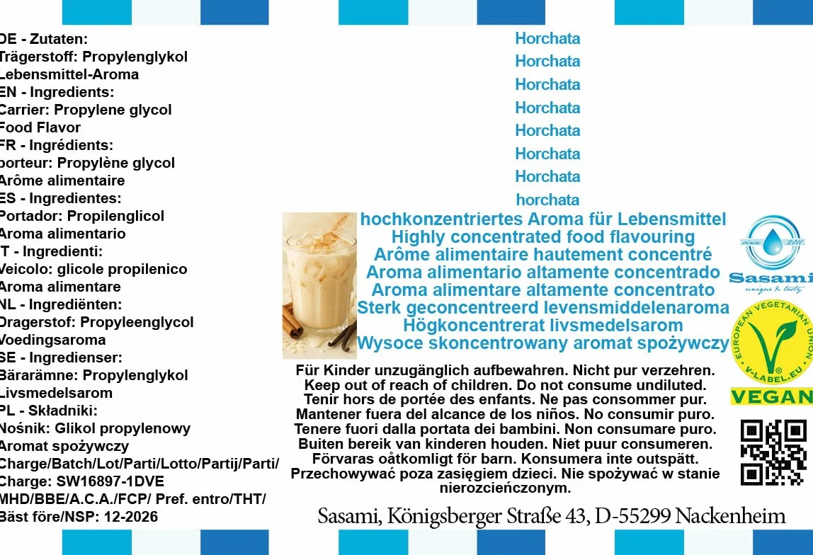 Horchata aroma concentrado - Vegano - Sasami - 10ml