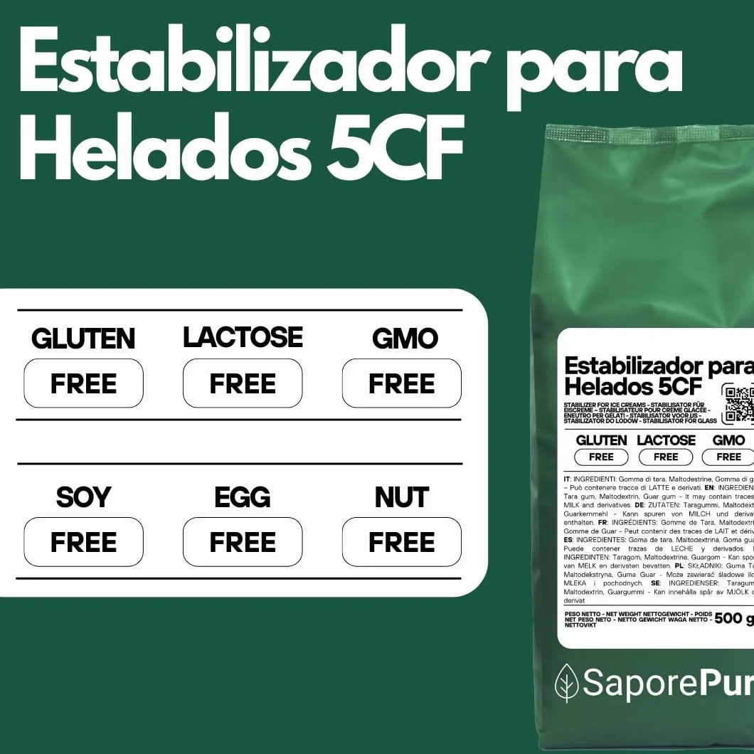 Saporepuro NEUTRO ESTABILIZANTE para helados y sorbetes 500 gr con harina de tara y guar