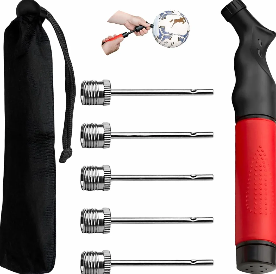 Inflador Balones con 5 Agujas y Bolsa Tela Negra para Guardar