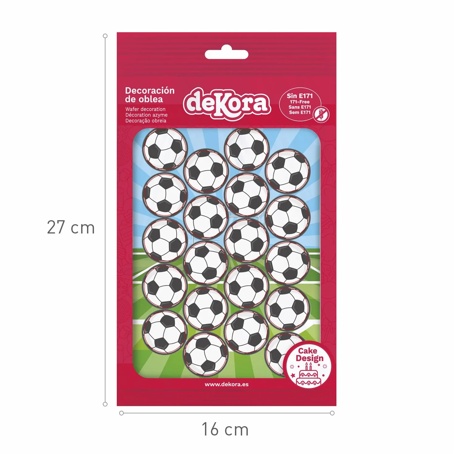 dekora Decoración Comestible de Tartas de Cumpleaños Infantiles Oblea Mini Balones Futbol, 3,4 cm