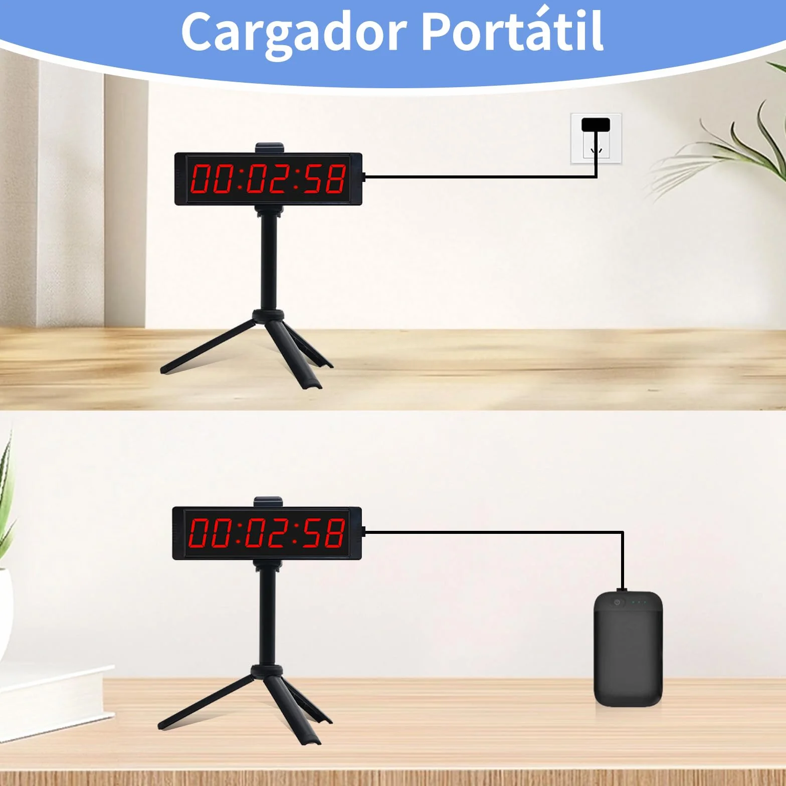 Gym Timer Digital 12/24H con Botón Inicio/Parada y Mando a Distancia, Cronómetro Deportivo con Soporte para Fitness