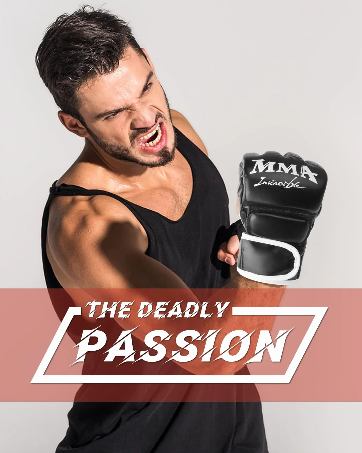 Guantillas MMA y Guantes de Boxeo Semidedos Ajustables Transpirables para Kickboxing Entrenamiento