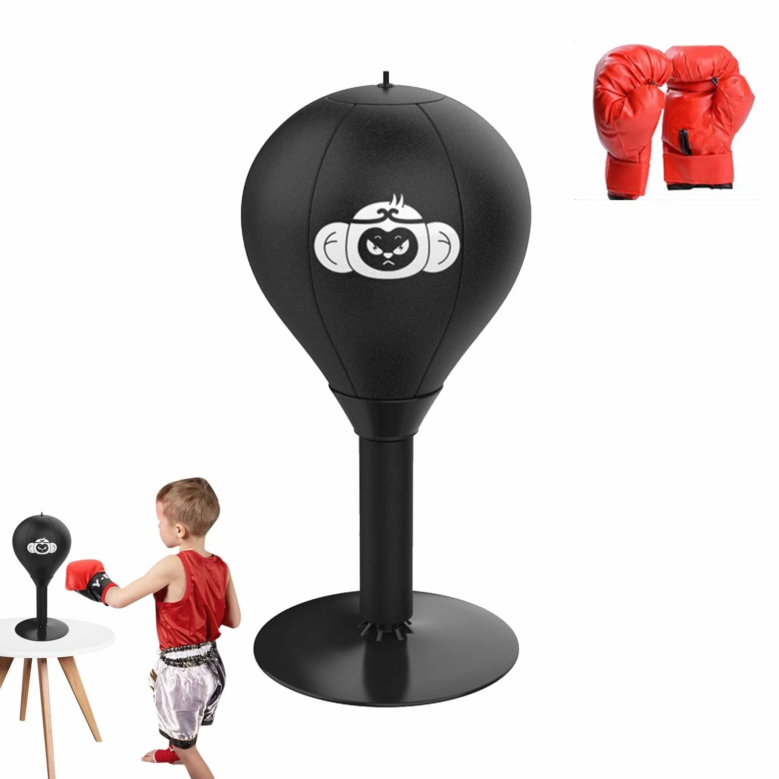 Boxeo de Escritorio para Estrés, Equipo de Gimnasio en Casa, Gadgets de Manejo de la Ira con Abrazadera y Ventosa