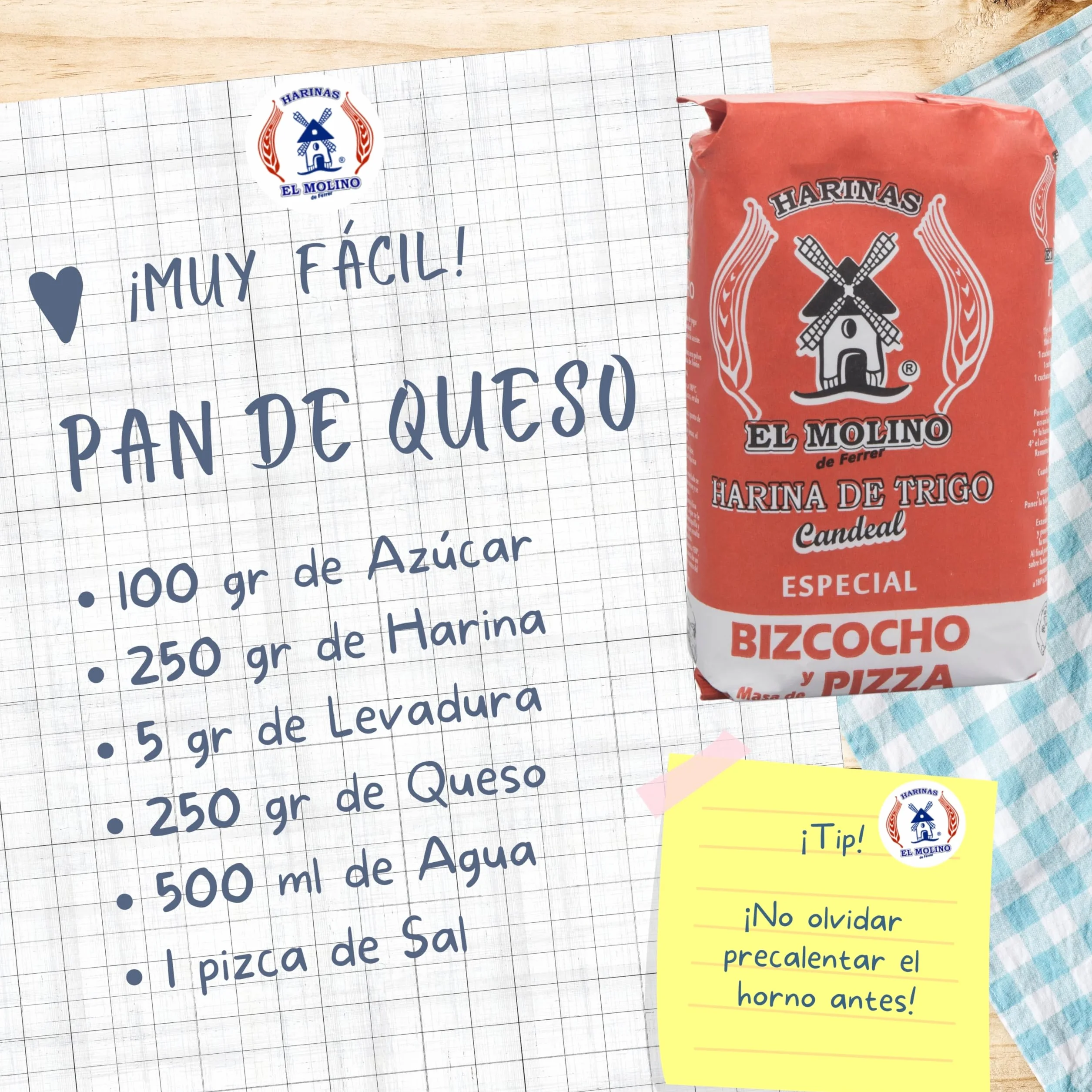 Harina Candeal de Trigo · El Molino Molida a Piedra · Bolsa 2Kg · Pan y Repostería