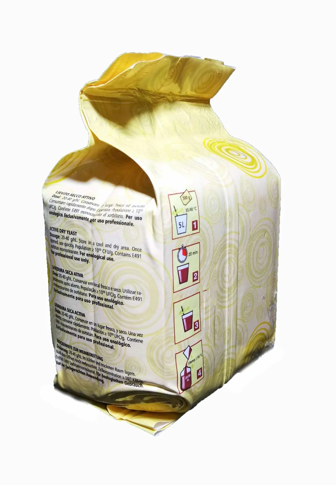 Levadura para vino tinto. 500 Gramos. Uso enológico. Fermentación con Saccharomyces cerevisiae Red wine yeast