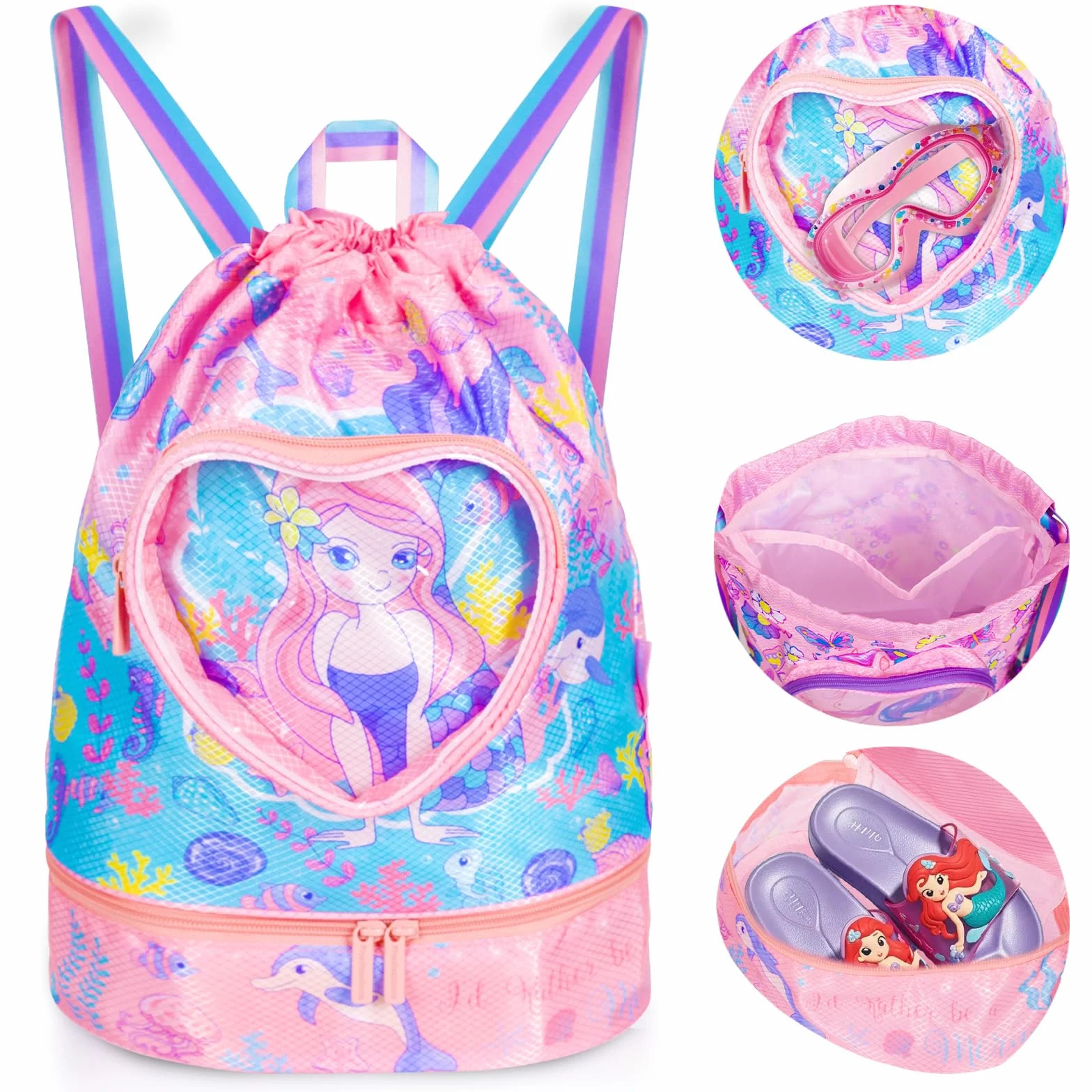 PinkSheep Bolsa de natación impermeable para niños con compartimento para zapatos