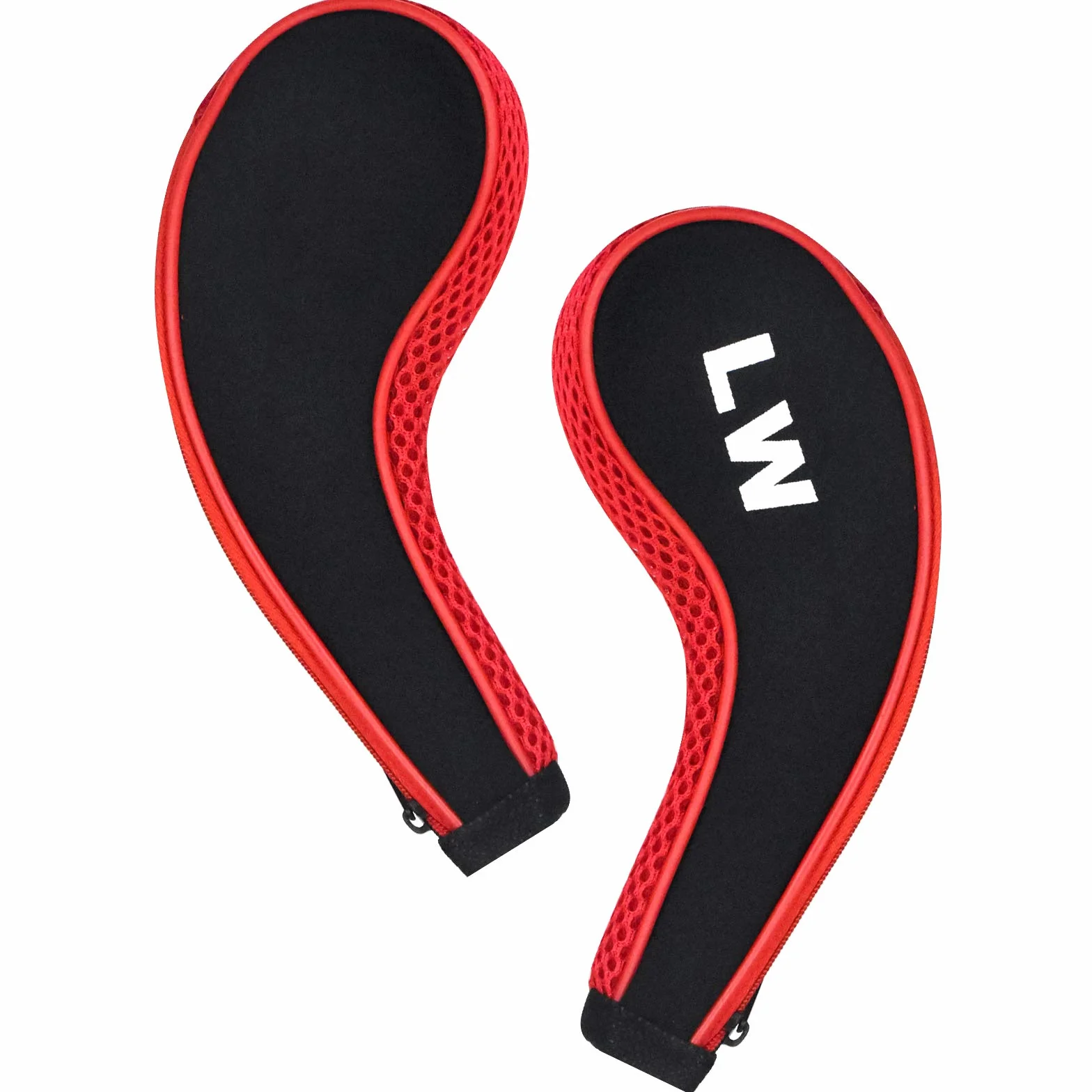 Fundas de Hierro para Palos de Golf 12 Piezas Números 3-9 A/SW/PW Cremallera Cuello Largo Rojo