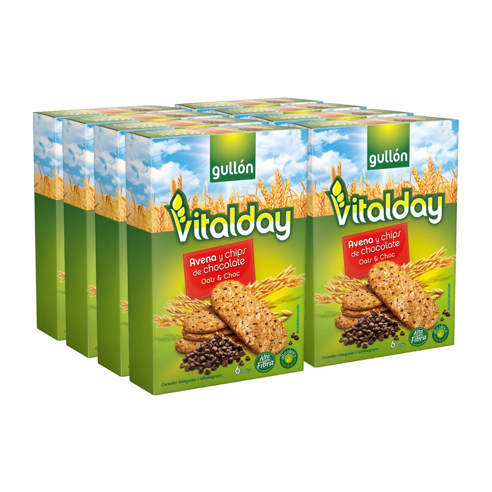 Gullón - Galleta Avena Chocolate chips Vitalday, 1.920 g, Pack de 8