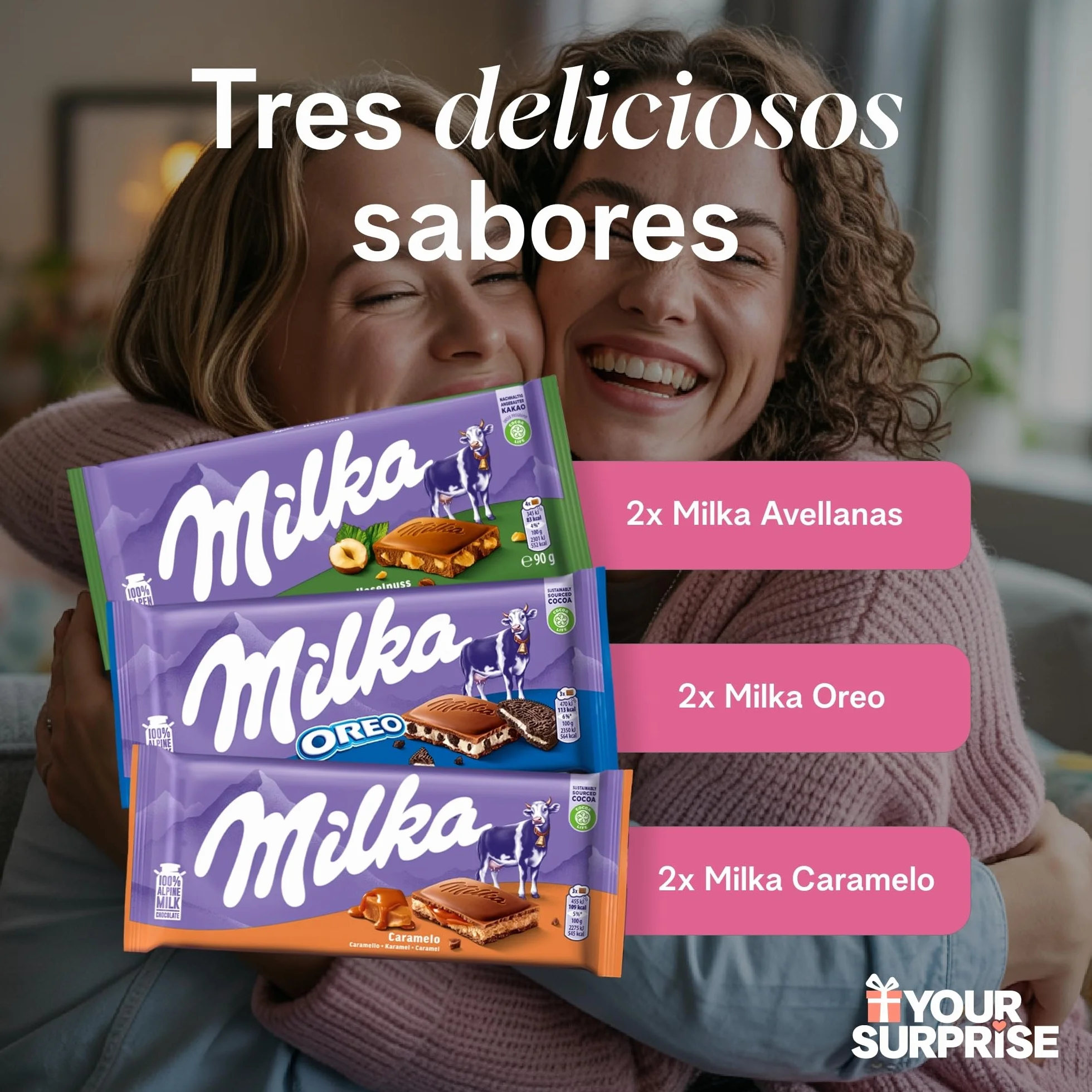 Chocolate XXL Milka Personalizado - Regalo de Cumpleaños & Aniversario para Hombre & Mujer con Nombre y Mensaje, incluye barras de chocolate Milka en varios sabores (6 Tabletas)