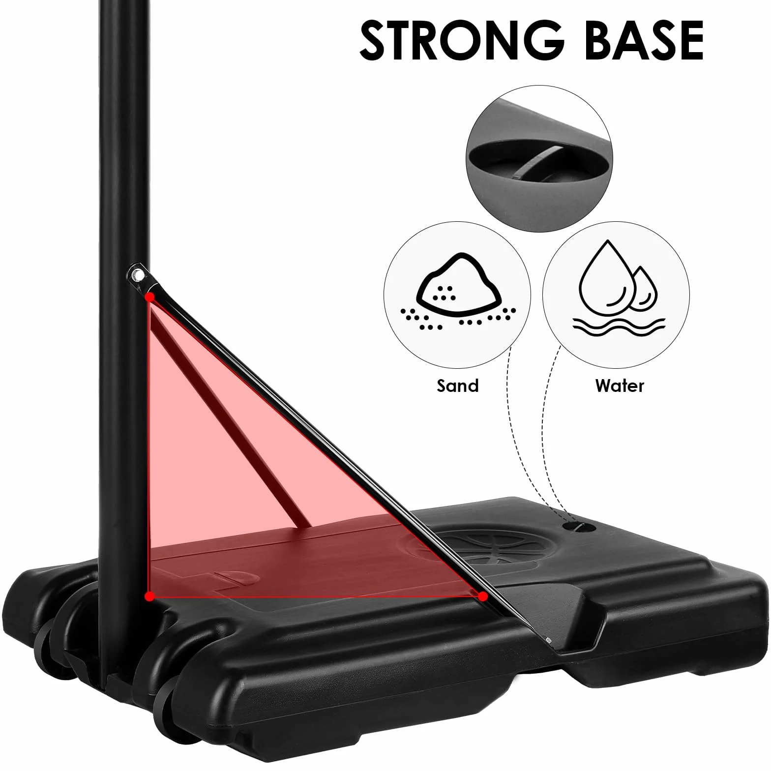 Canasta de Baloncesto Exterior Ajustable 230-305 cm Portátil Tablero Irrompible 110 cm Negro
