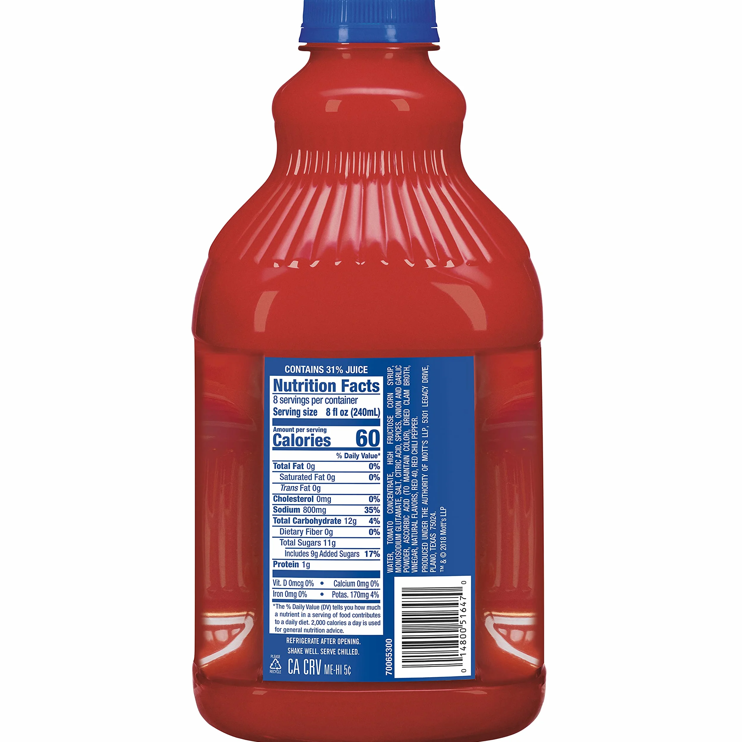 Clamato Jugo de Tomate Mezcla para Cócteles Micheladas Bebida Mexicana Pack de 8 botellas de 1,89 litros