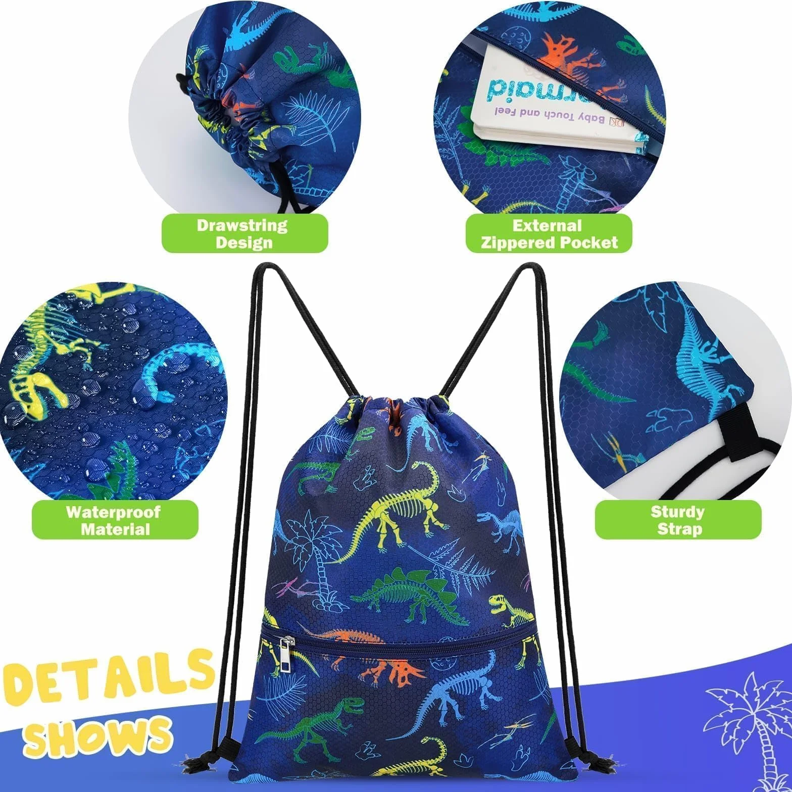 WAWSAM Bolsas de Cuerdas de Gimnasio Mochila con cordón para Niños