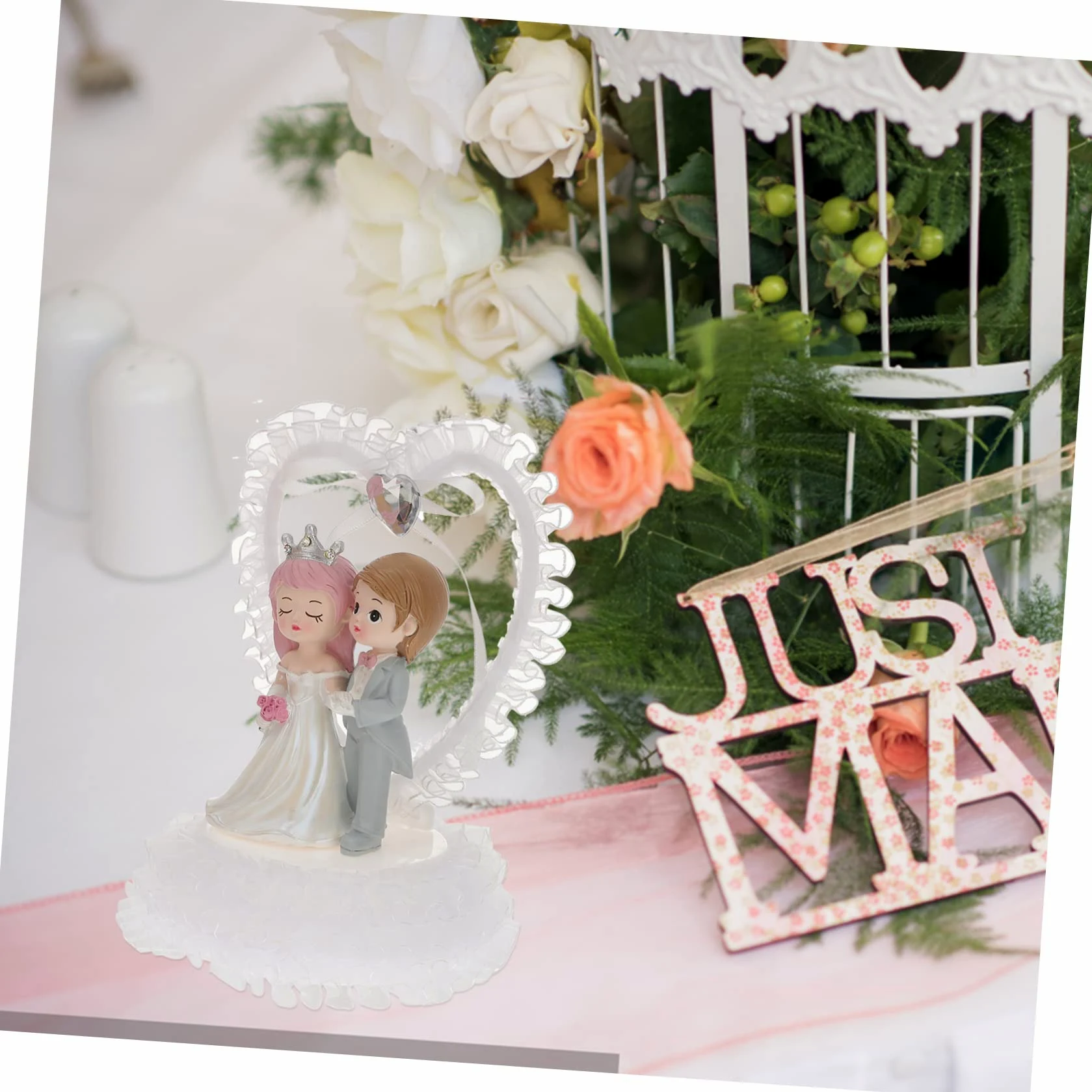 STOBAZA Adorno para Novia y Novio de Plástico para Decoración de Boda | Figura Forma de Pareja, Acabado Romántico, Uso en Dormitorios y Eventos, Fácil de Limpiar