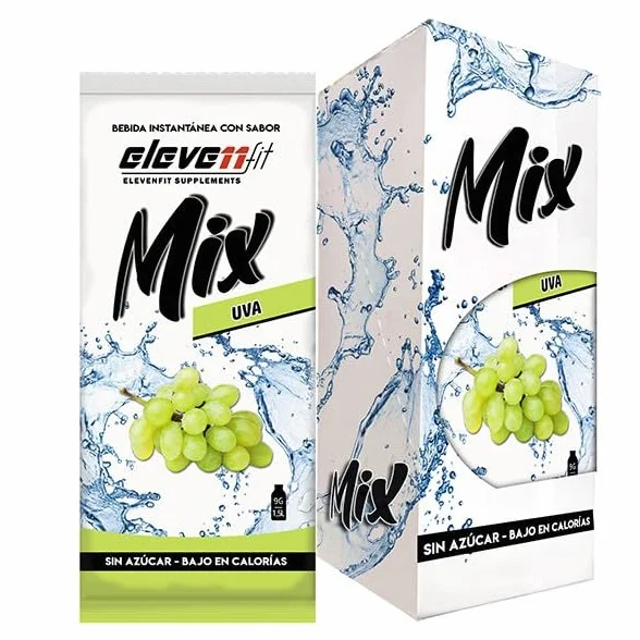 Eleven Fit Mix Instantáneo Sabor Uva Blanca | Prepara 1.5L de Bebida Saludable, Sin Azúcar y Baja en Calorías | Ideal para Mezclar con Agua y Mejorar tu Dieta | Caja de 12 Sobres