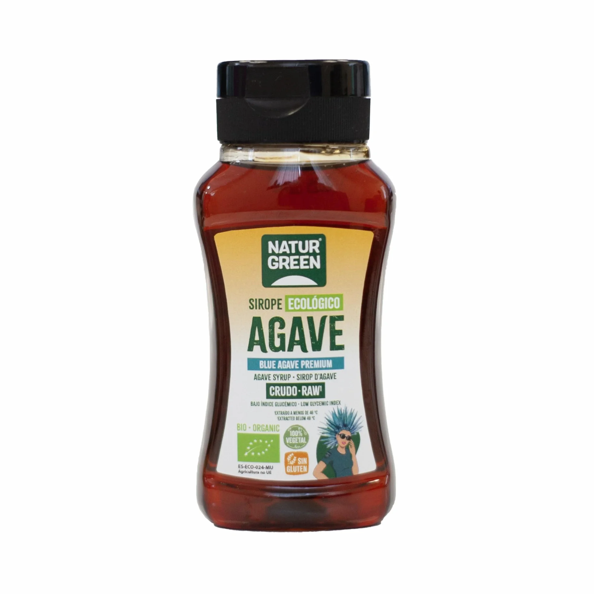NaturGreen - Sirope de Agave Crudo Bio, Pack 6 x 236 ml, Edulcorante Natural, Agave Azul, Alternativa Vegana a la Miel y el Azúcar, Sin Gluten, Ideal para Endulzar Bebidas, Yogures y Postres