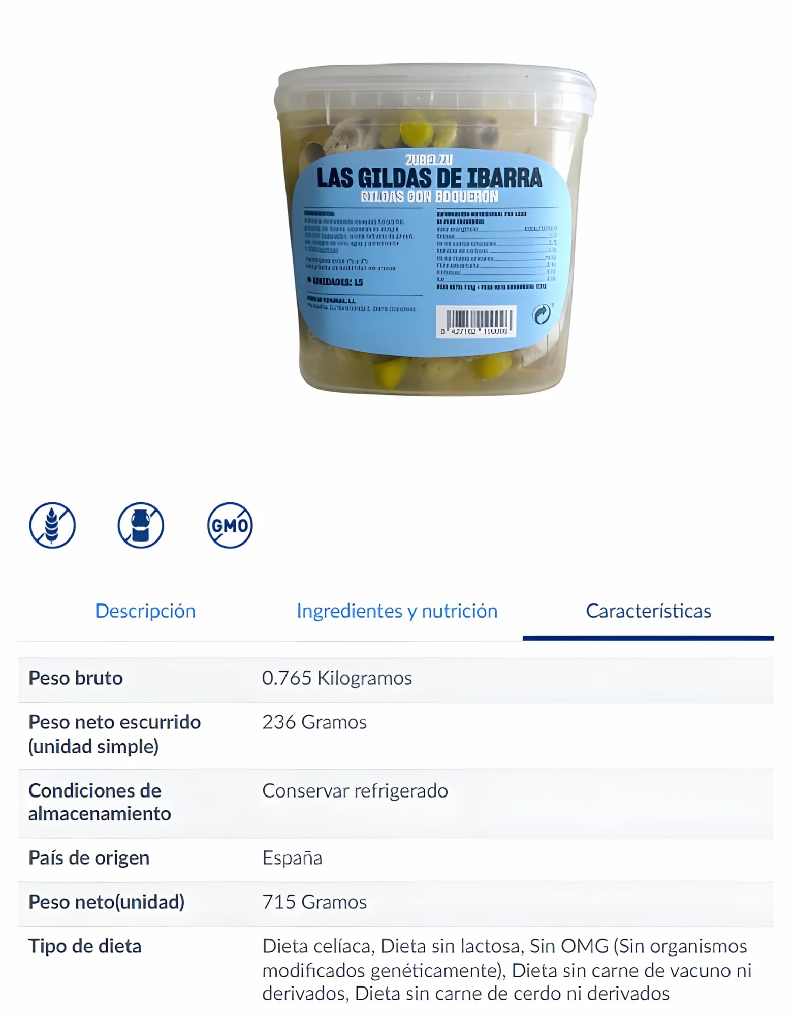 Zubelzu Gilda Ibarrako Piparrak con Boquerón Aperitivo Vasco 15 Unidades 236 g