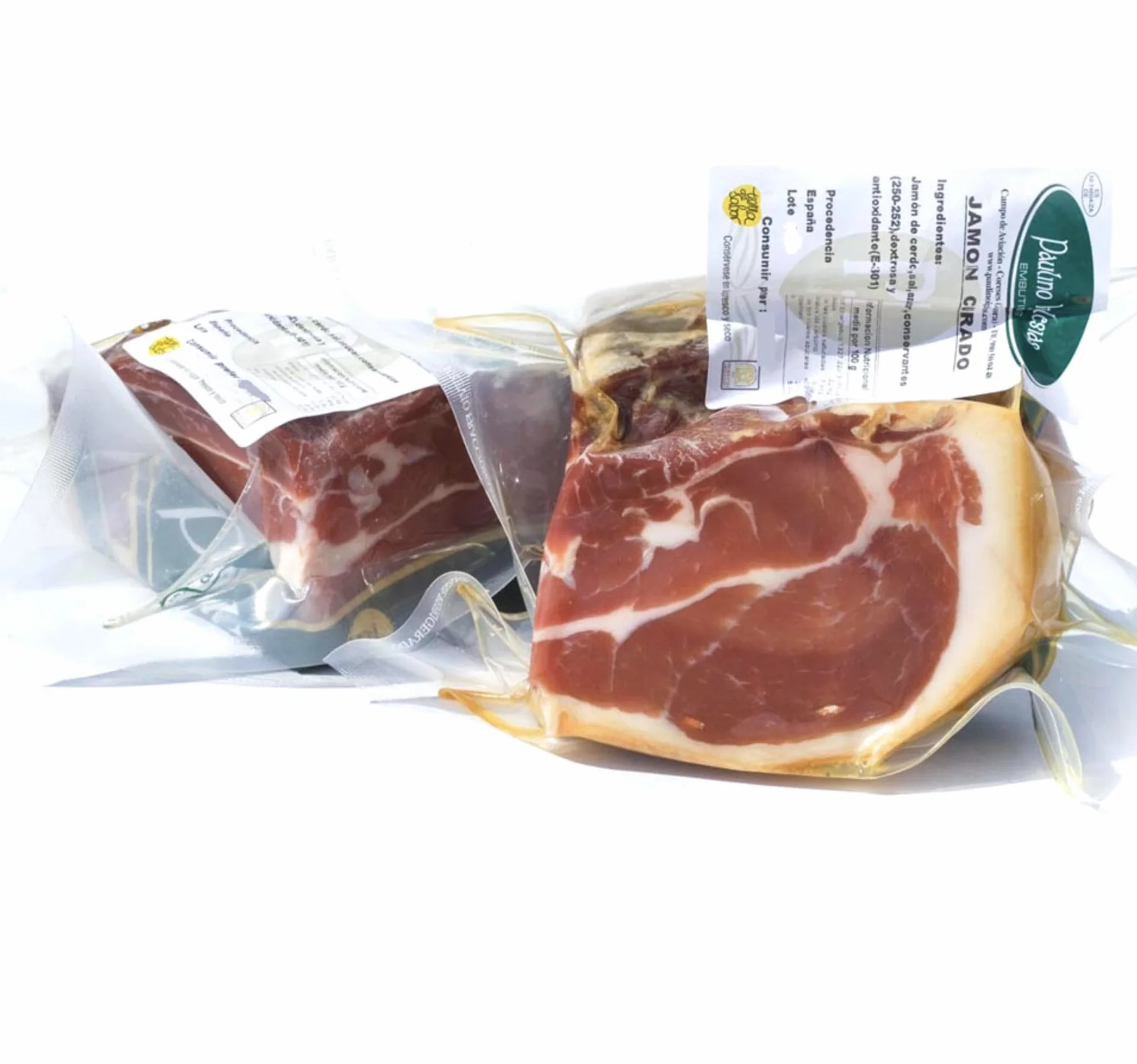 Taco de jamón serrano deshuesado. Jamón serrano deshuesado envasado al vacío. Jamón deshuesado. Centro de Jamón curado. Taco jamón serrano de unos 900grs. 15-18 meses de curación. Jamones deshuesados.