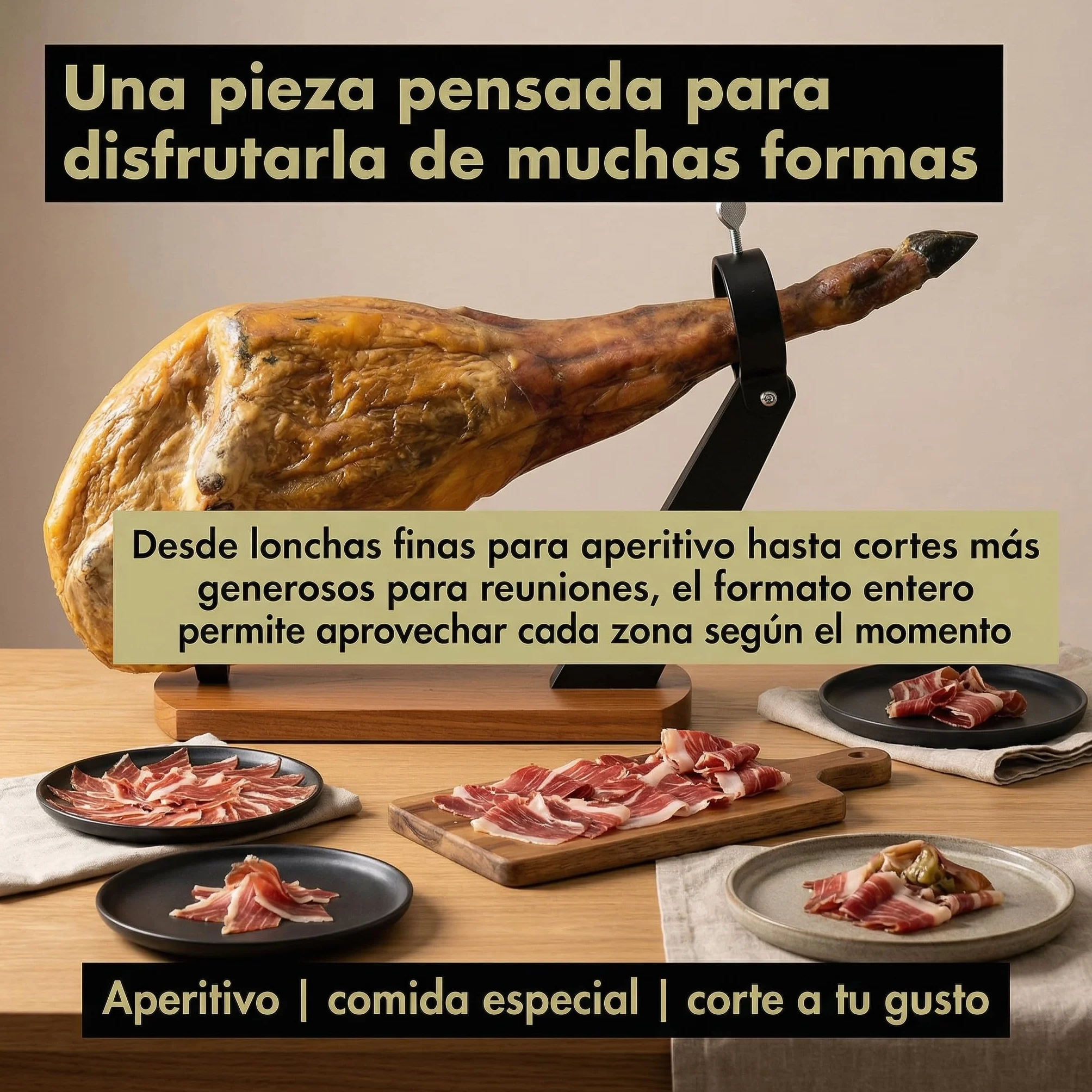 SABE A SABAS Jamon Iberico de Cebo 50% Raza Iberica Pieza Entera 8-9 kg Curacion Bodega Natural Mas de 30 Meses Sin Gluten Jugoso Gourmet Regalo Celebracion Aperitivo Navidad Tabla