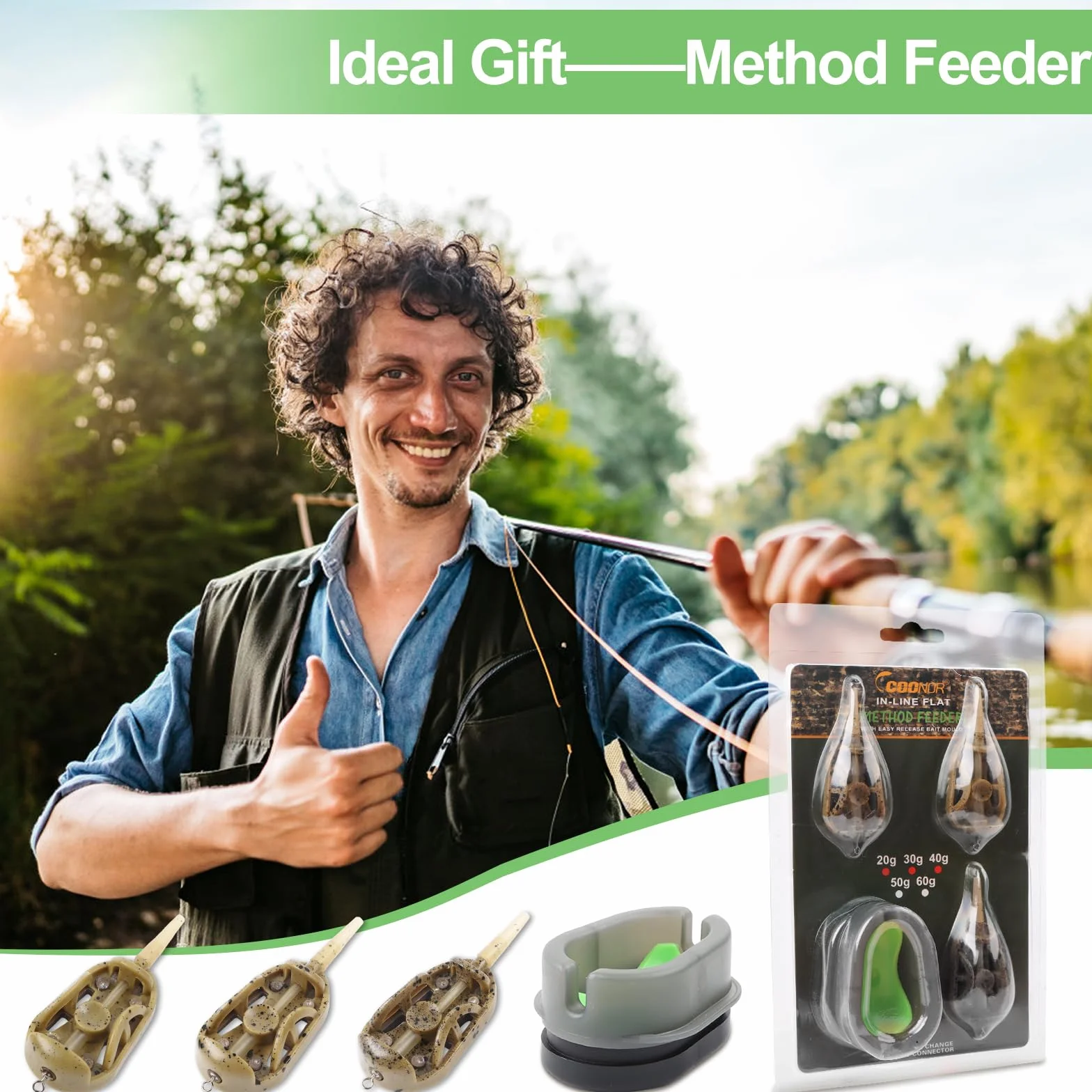 Method Feeder Juego de 3 accesorios de pesca 4 en 1 para carpa