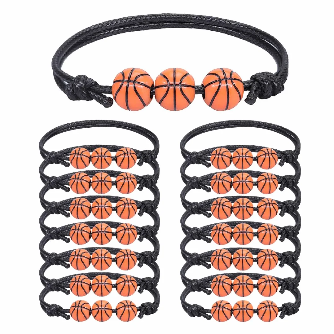 Pulsera de Baloncesto Trenzada Ajustable 15 Piezas para Adolescentes Adultos Hombres Mujeres